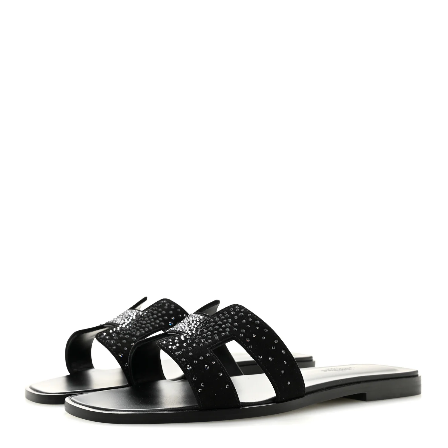 Suede Crystal Embellished Oran Sandals 37.5 Black - Image 4