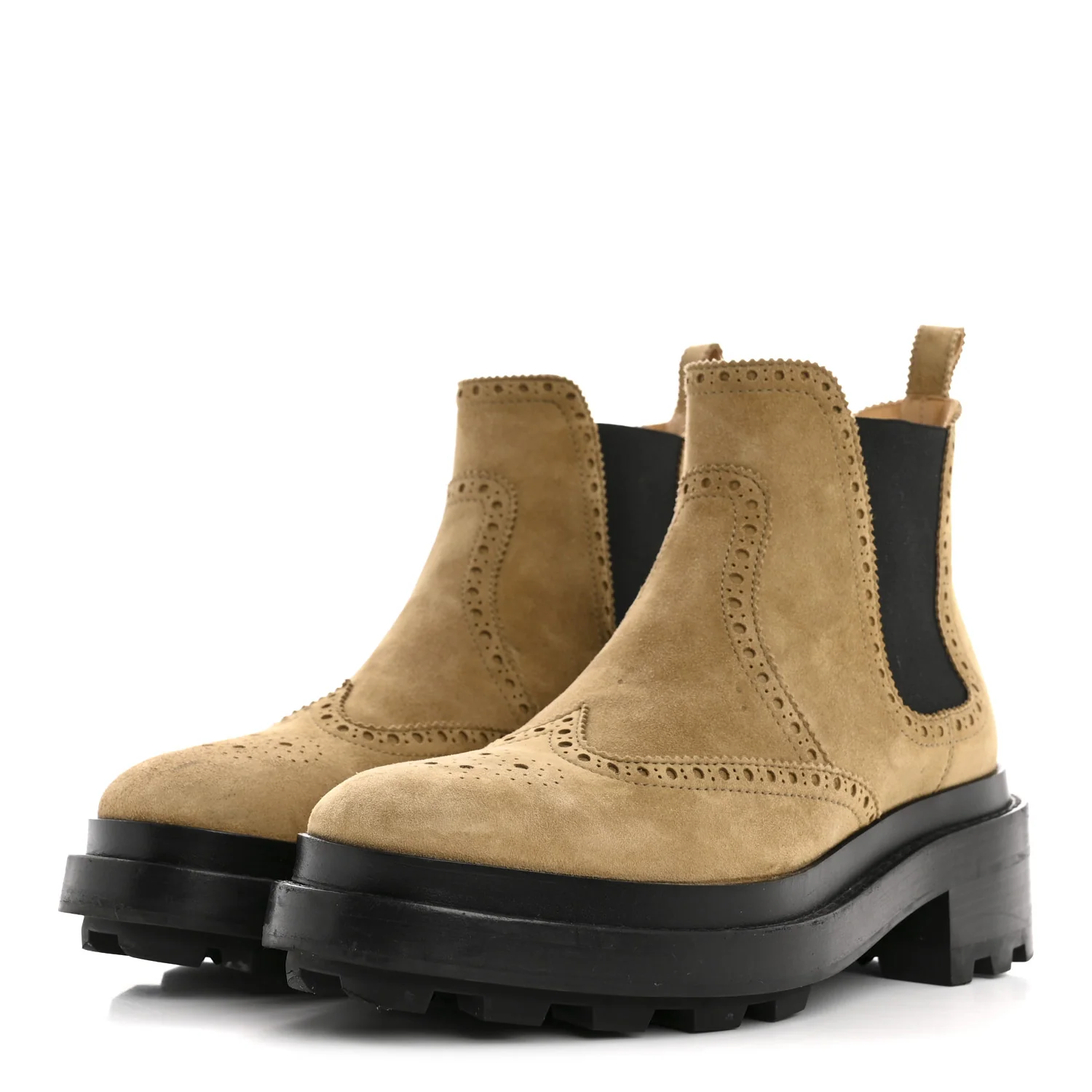 Suede Goatskin Chelsea Ankle Boots 37 Beige Gobi - Image 4