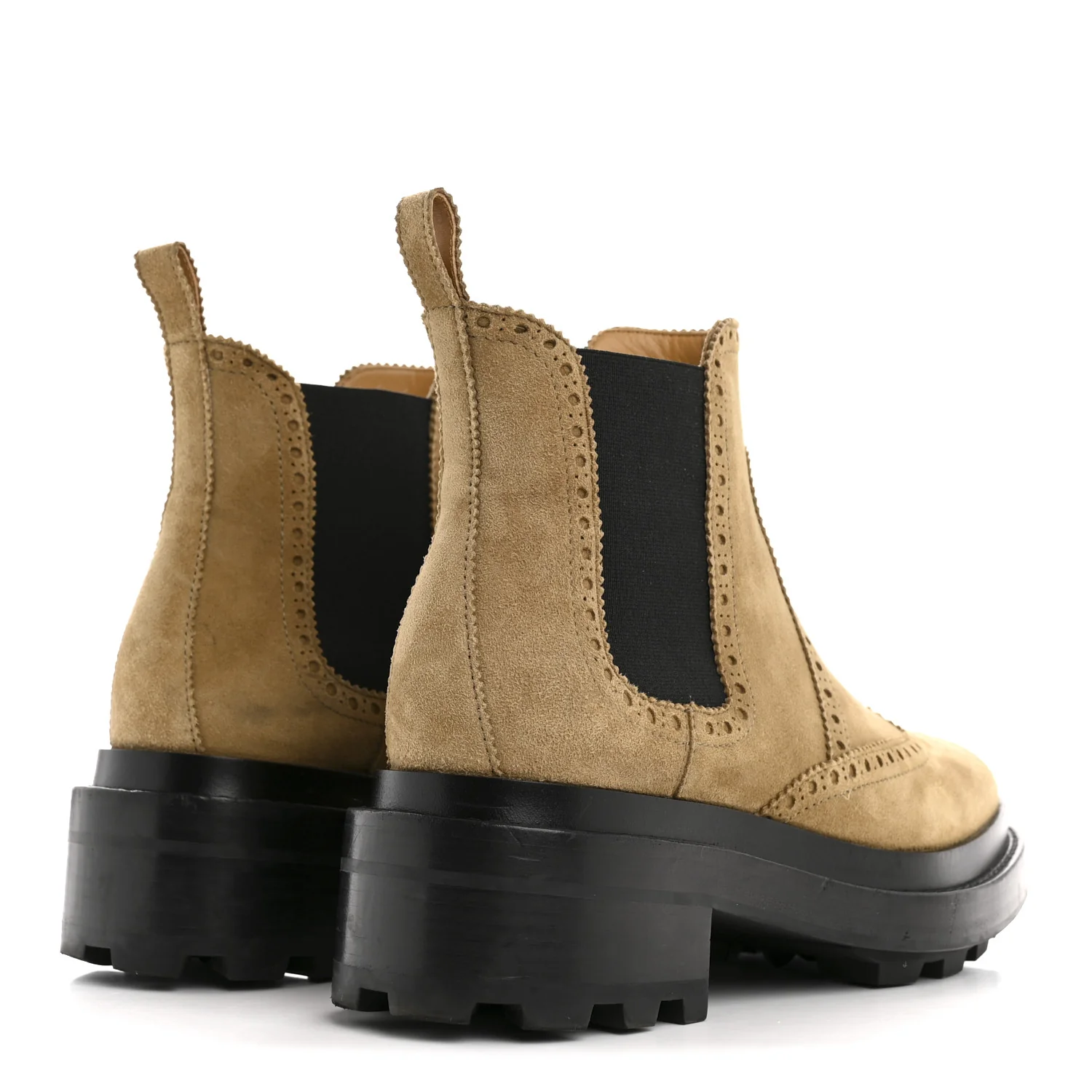 Suede Goatskin Chelsea Ankle Boots 37 Beige Gobi - Image 5