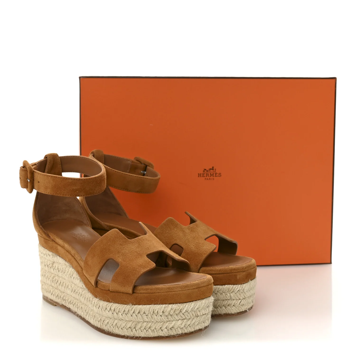 Suede Goatskin Elda Espadrille Wedge Sandals 35 Naturel - Image 11