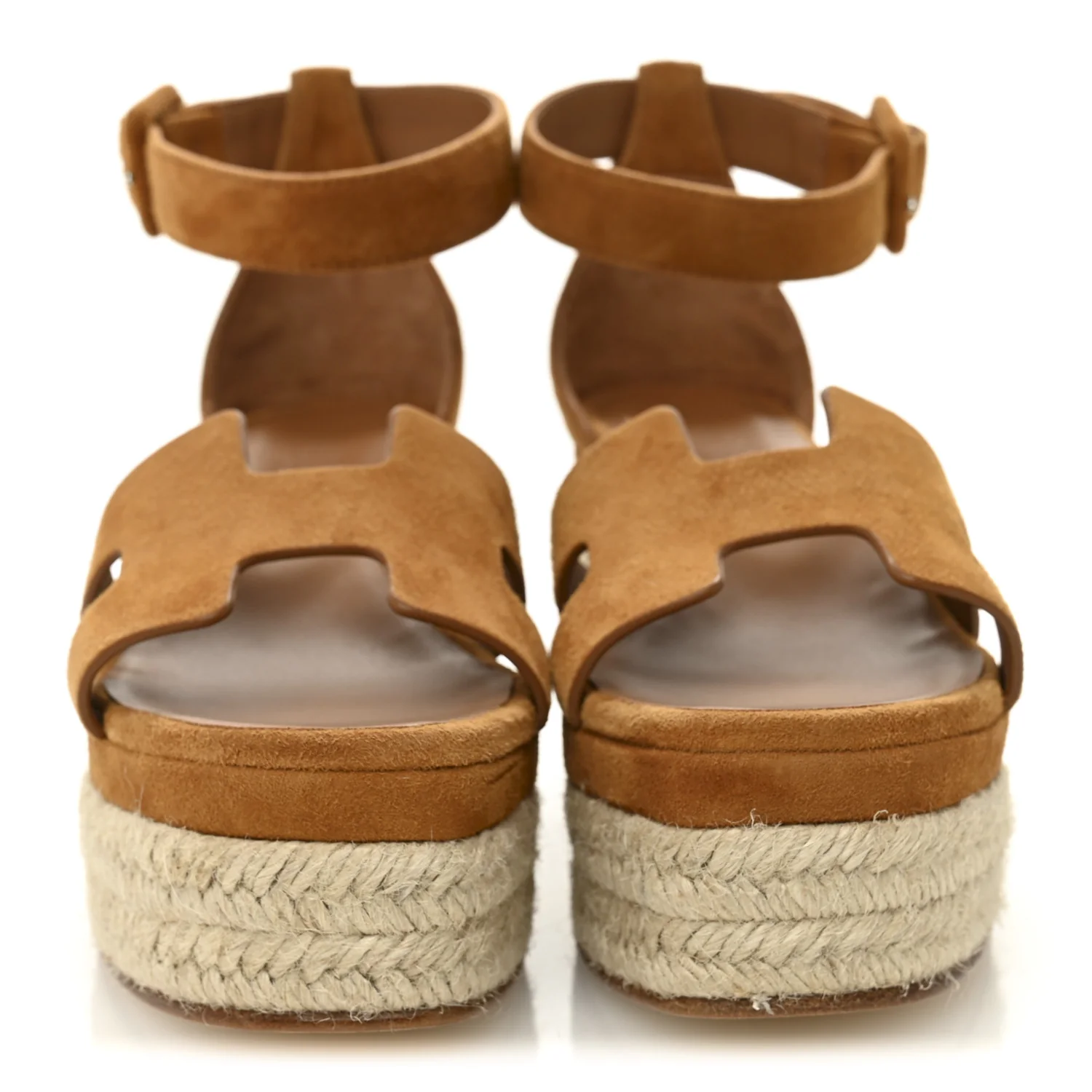 Suede Goatskin Elda Espadrille Wedge Sandals 35 Naturel - Image 2