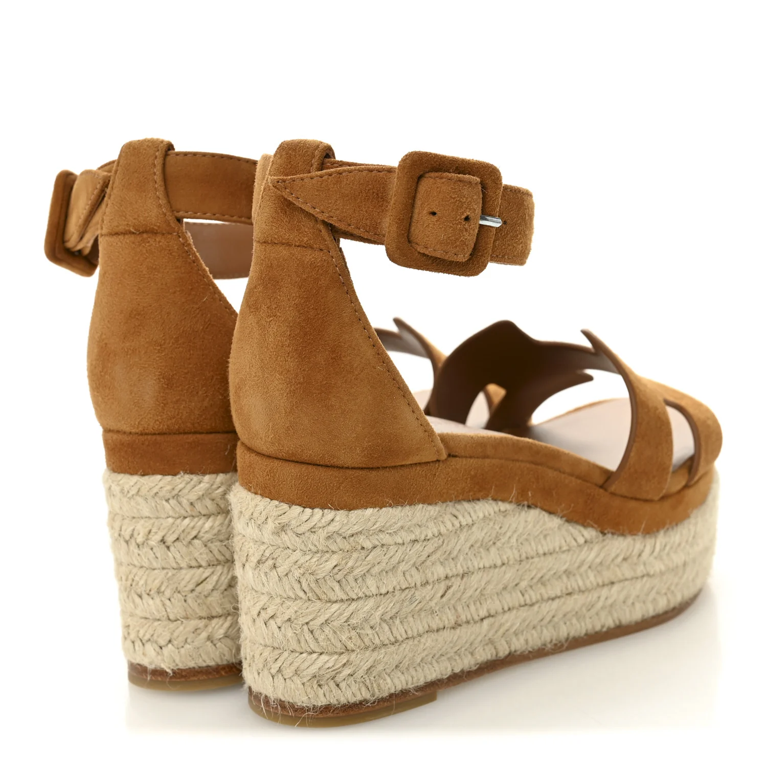 Suede Goatskin Elda Espadrille Wedge Sandals 35 Naturel - Image 5