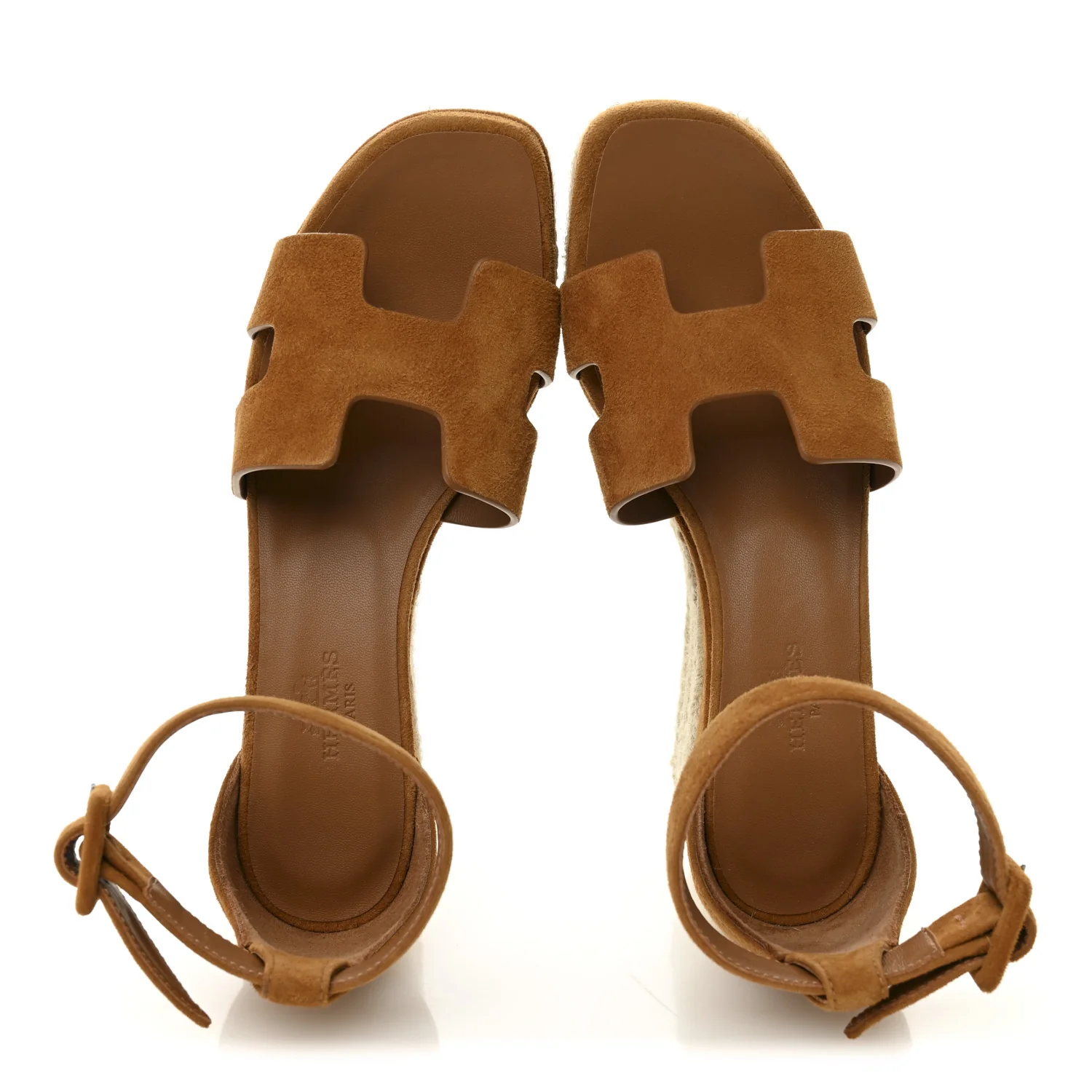 Suede Goatskin Elda Espadrille Wedge Sandals 35 Naturel - Image 8