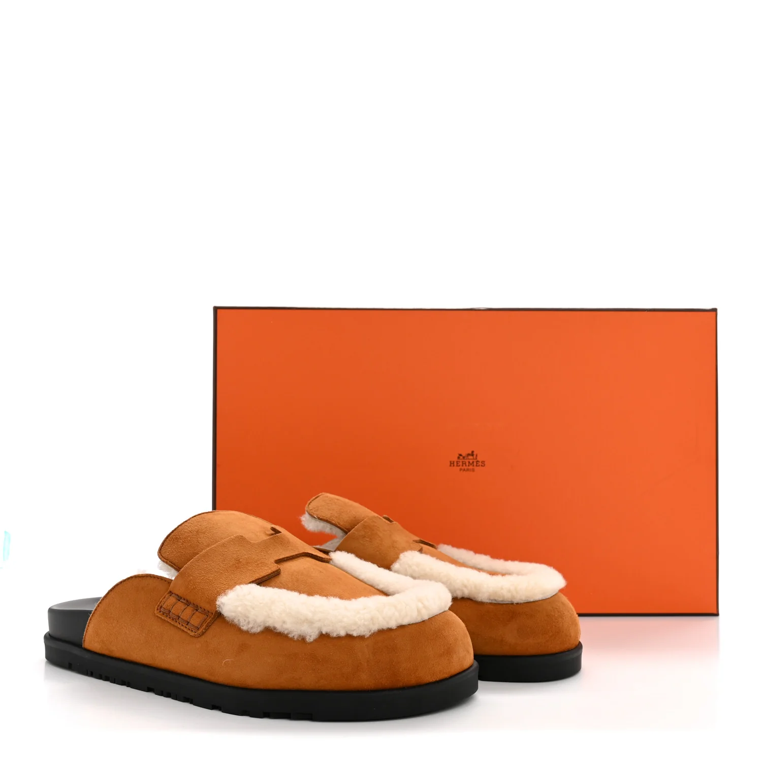 Suede Goatskin Shearling Go Mules 38 Beige Kraft Ecru - Image 10
