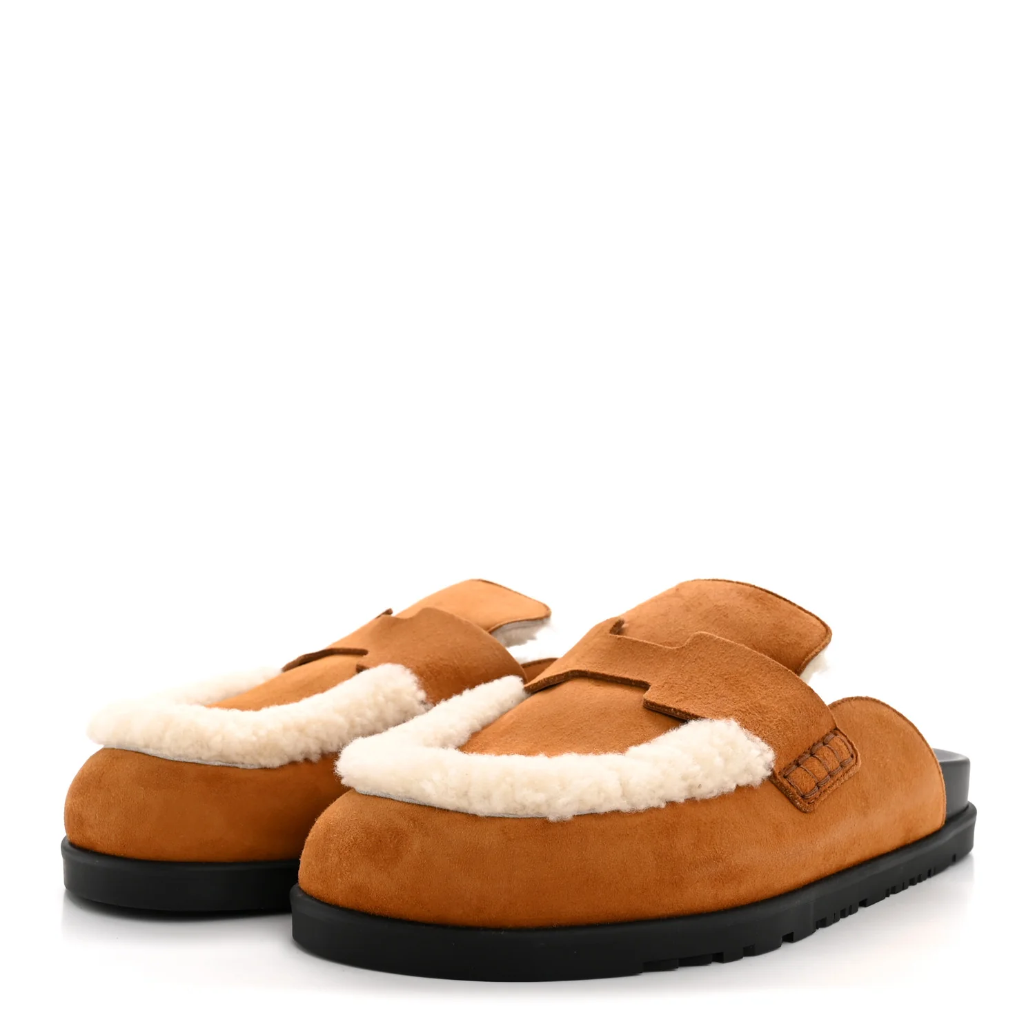 Suede Goatskin Shearling Go Mules 38 Beige Kraft Ecru - Image 4