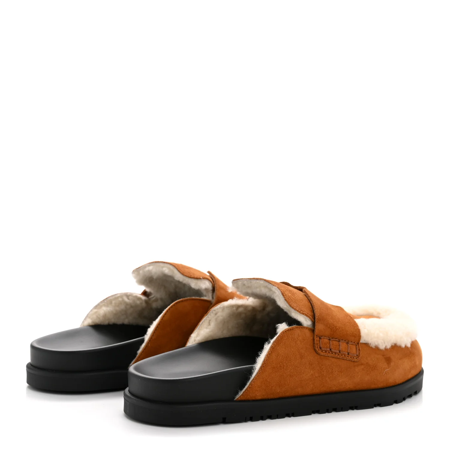 Suede Goatskin Shearling Go Mules 38 Beige Kraft Ecru - Image 5