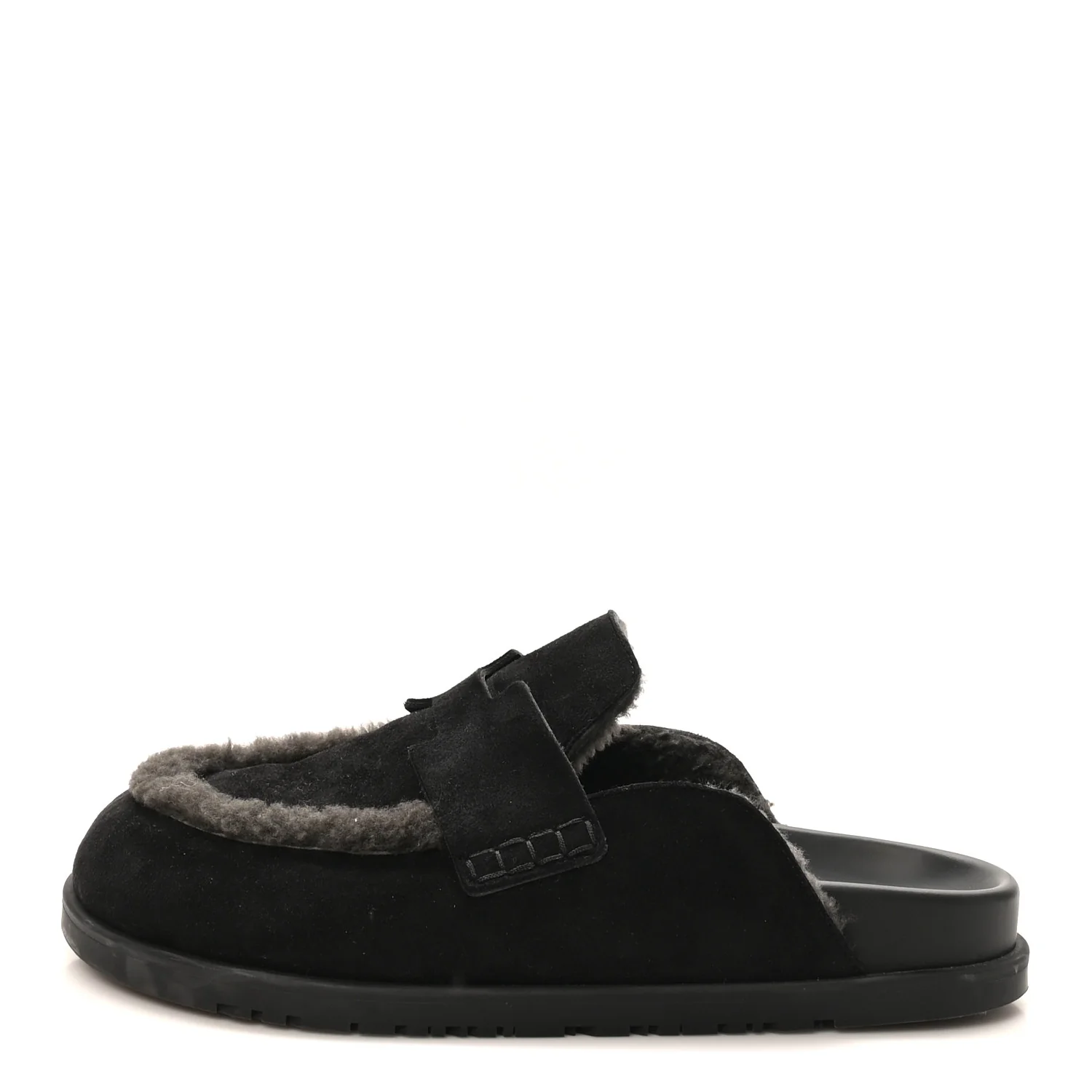 Suede Goatskin Shearling Mens Go Mules 43.5 Black