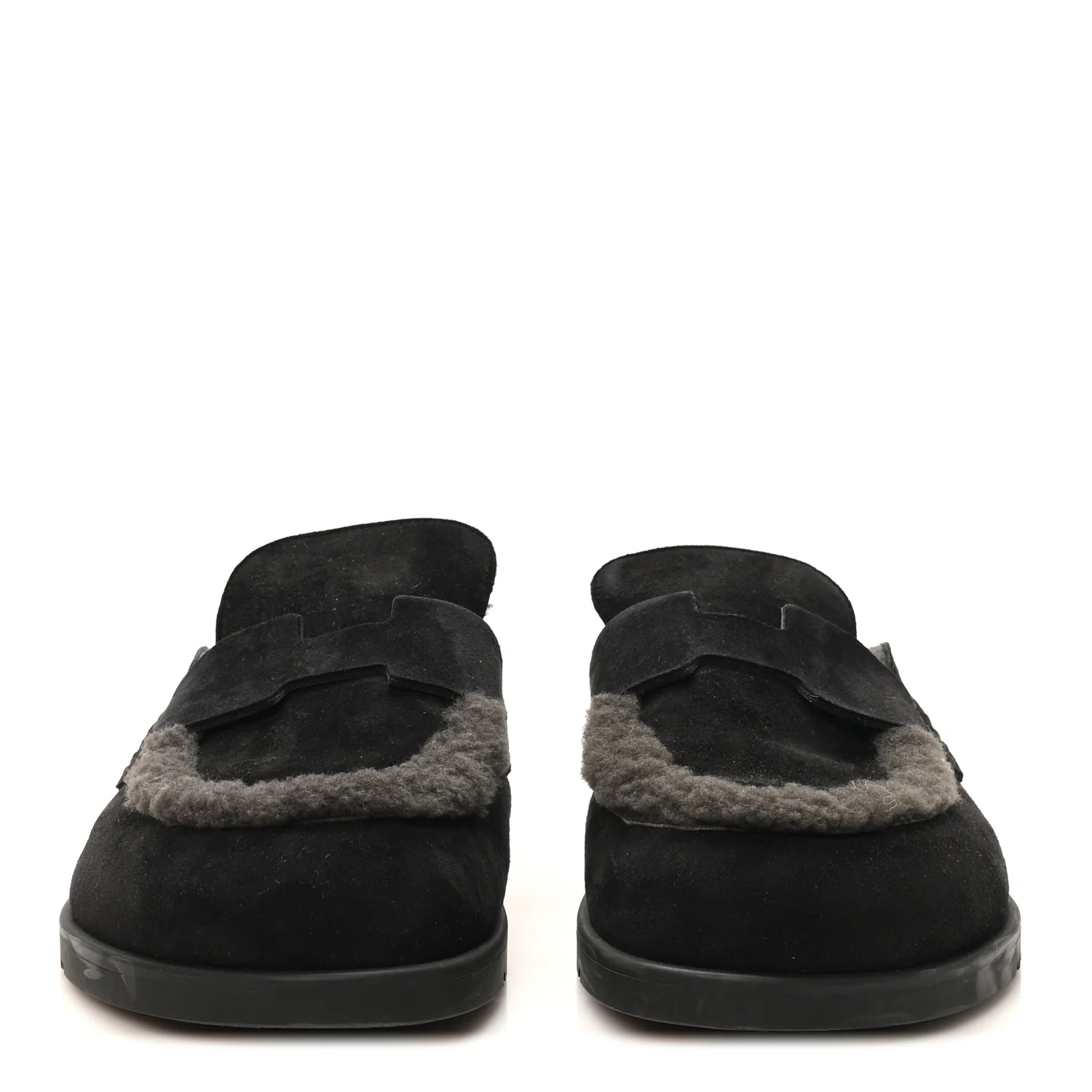 Suede Goatskin Shearling Mens Go Mules 43.5 Black - Image 3