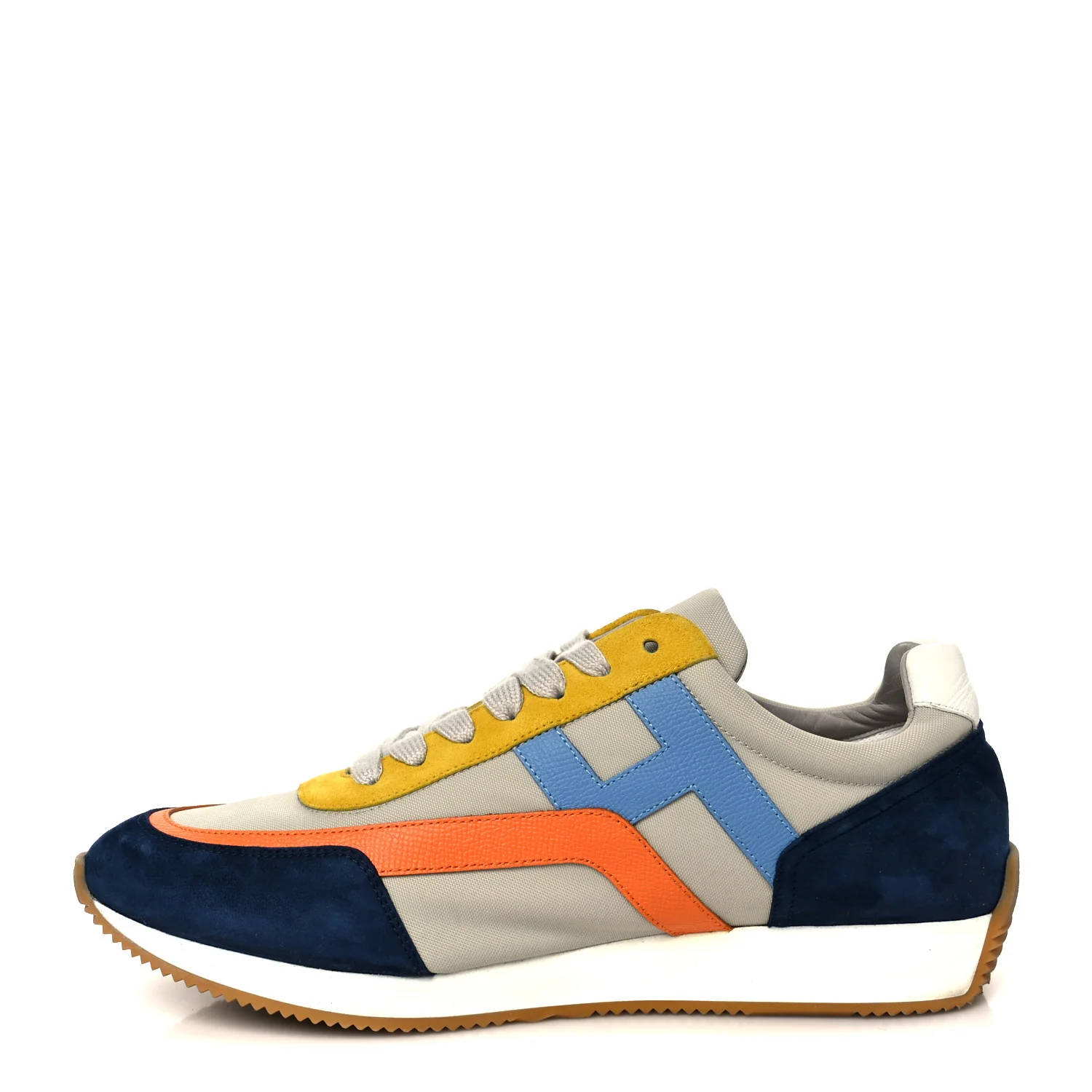 Suede Goatskin Technical Canvas Epsom Mens Chris Sneakers 44.5 Gris Multicolor