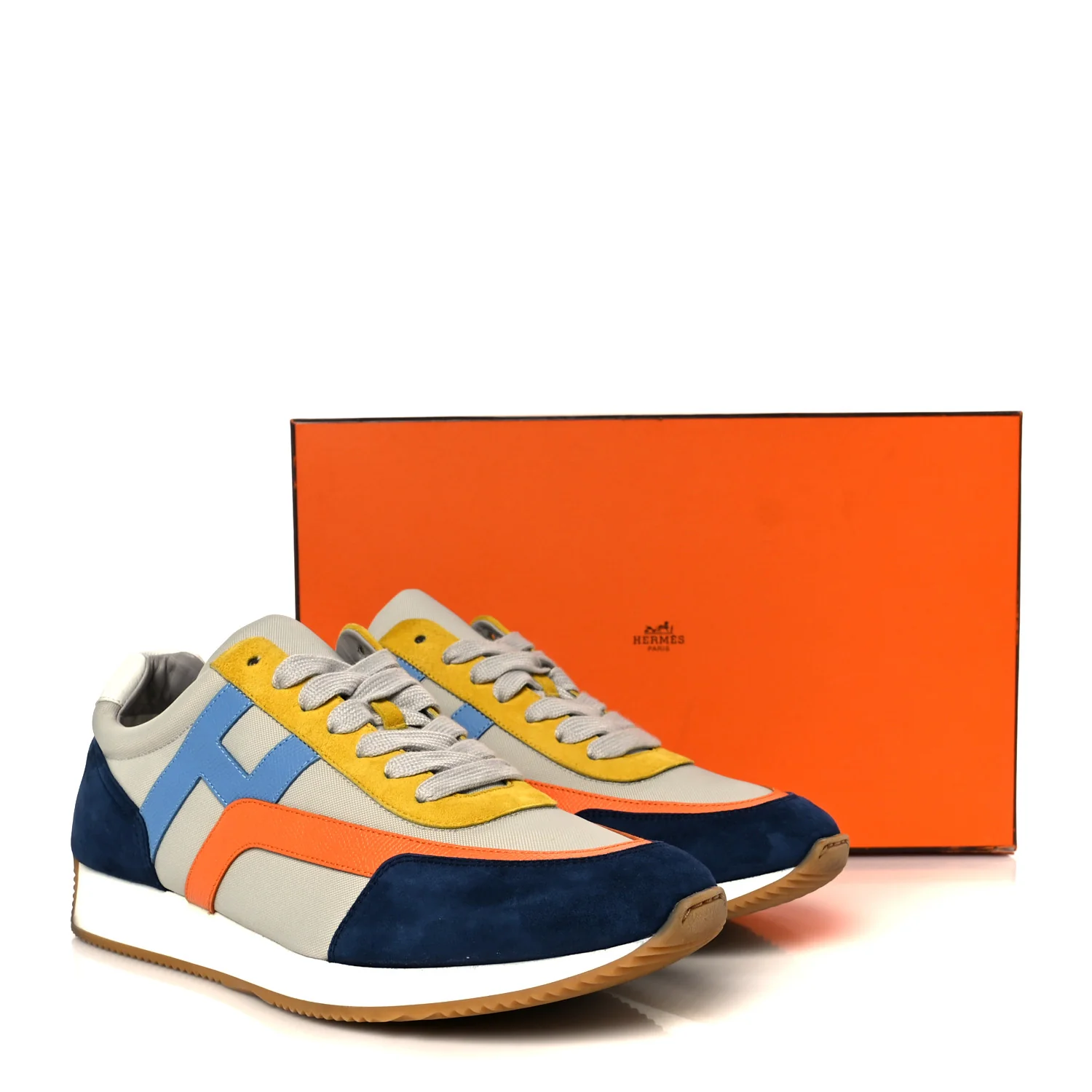 Suede Goatskin Technical Canvas Epsom Mens Chris Sneakers 44.5 Gris Multicolor - Image 10