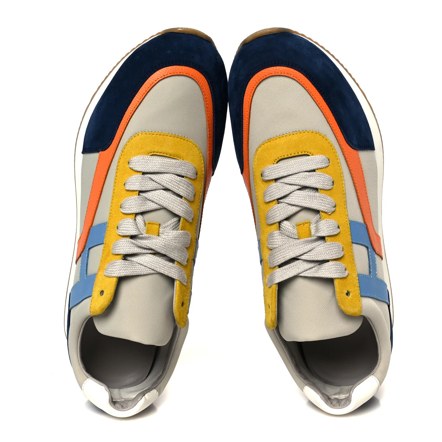 Suede Goatskin Technical Canvas Epsom Mens Chris Sneakers 44.5 Gris Multicolor - Image 2
