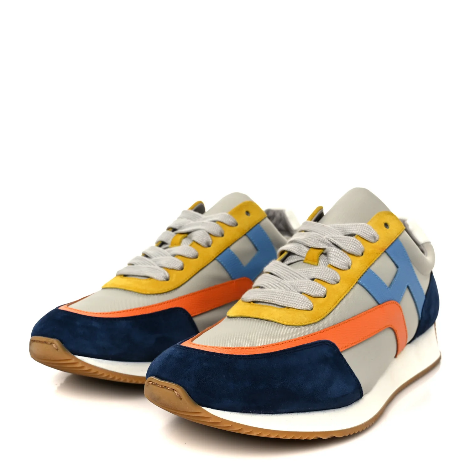 Suede Goatskin Technical Canvas Epsom Mens Chris Sneakers 44.5 Gris Multicolor - Image 4