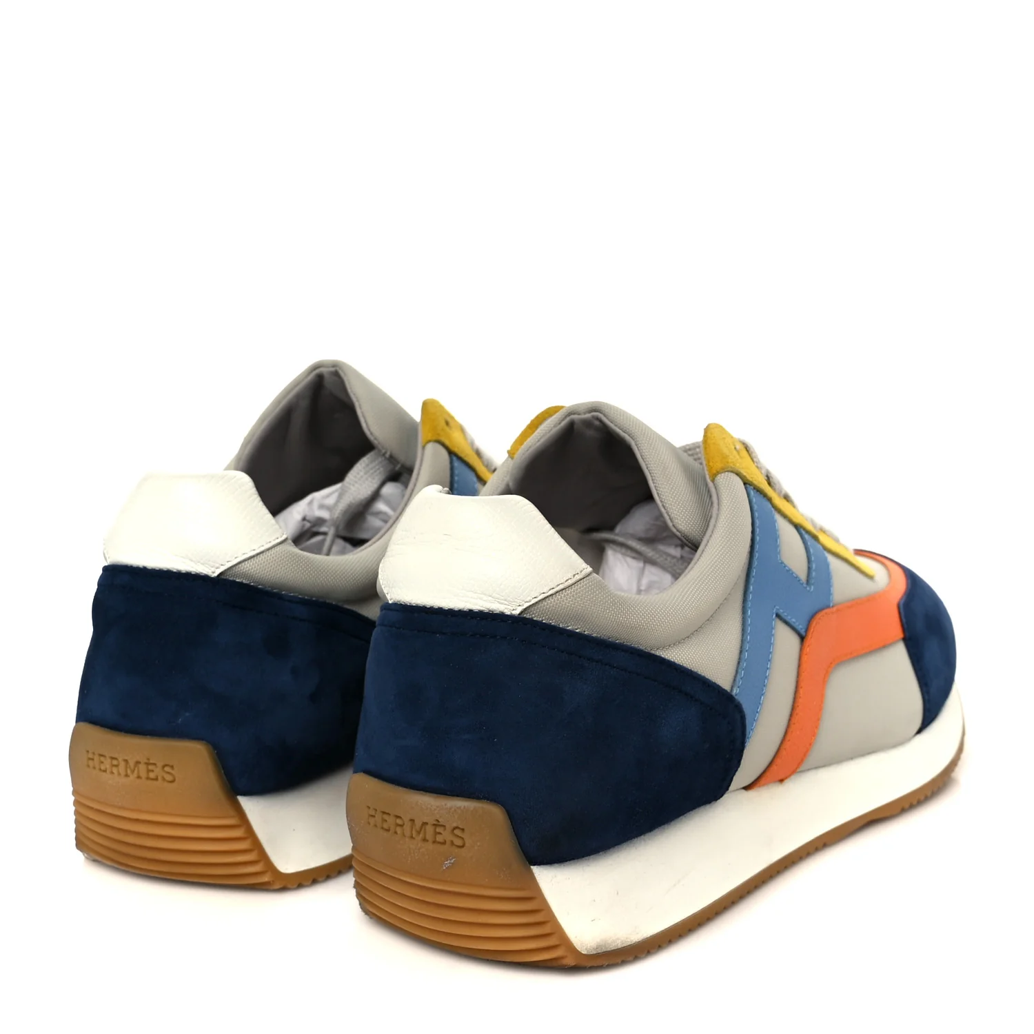 Suede Goatskin Technical Canvas Epsom Mens Chris Sneakers 44.5 Gris Multicolor - Image 5