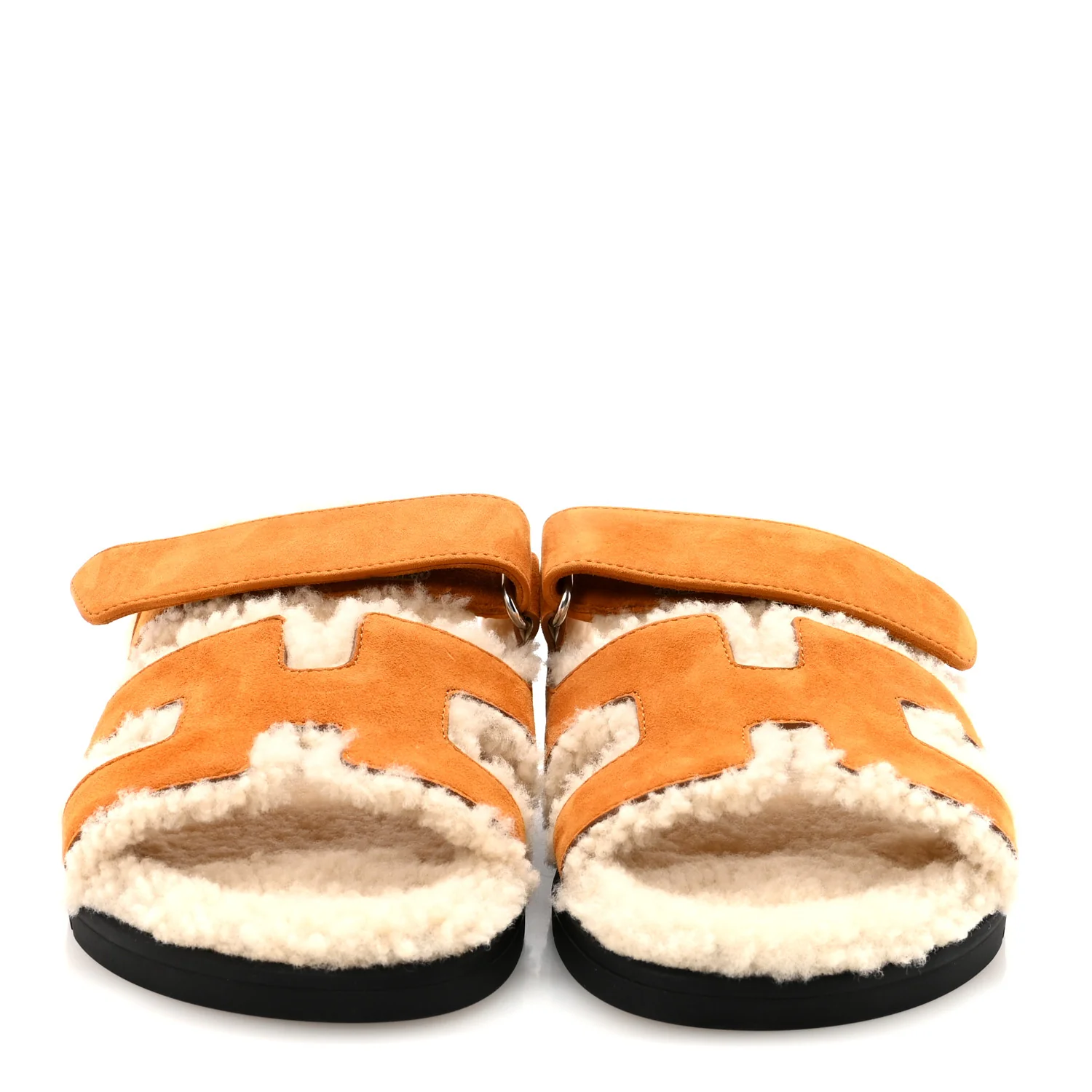 Suede Goatskin Woolskin Womens Chypre Sandals 37 Brun Fume Ecru - Image 3