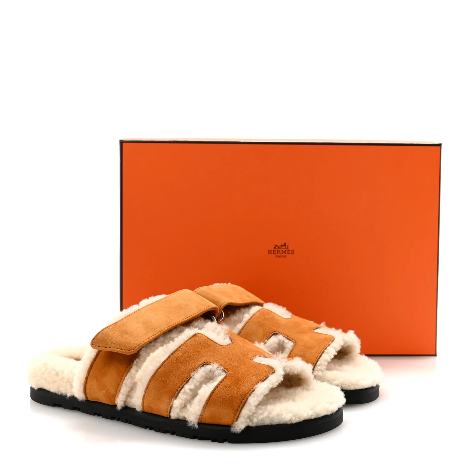 Suede Goatskin Woolskin Womens Chypre Sandals 37 Brun Fume Ecru - Image 9