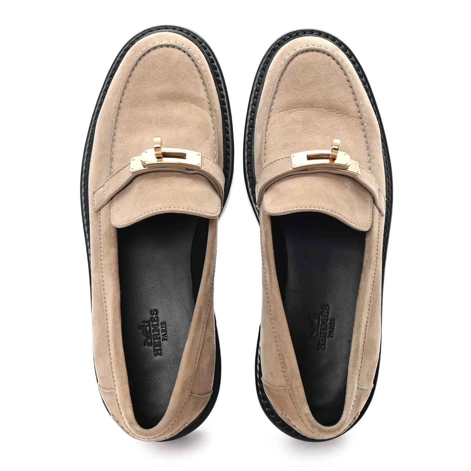 Suede Womens Icone Loafers 38 Beige Sable - Image 2