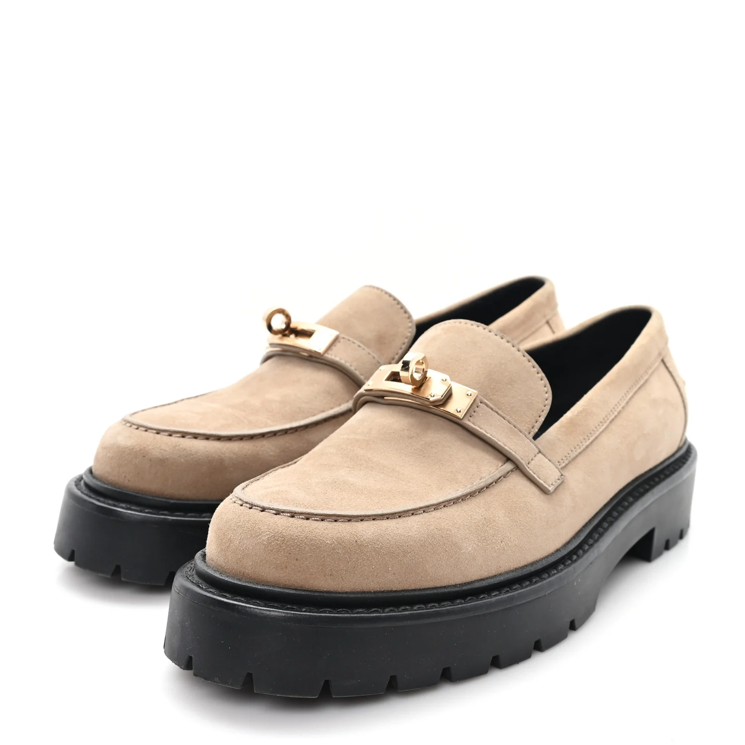 Suede Womens Icone Loafers 38 Beige Sable - Image 4