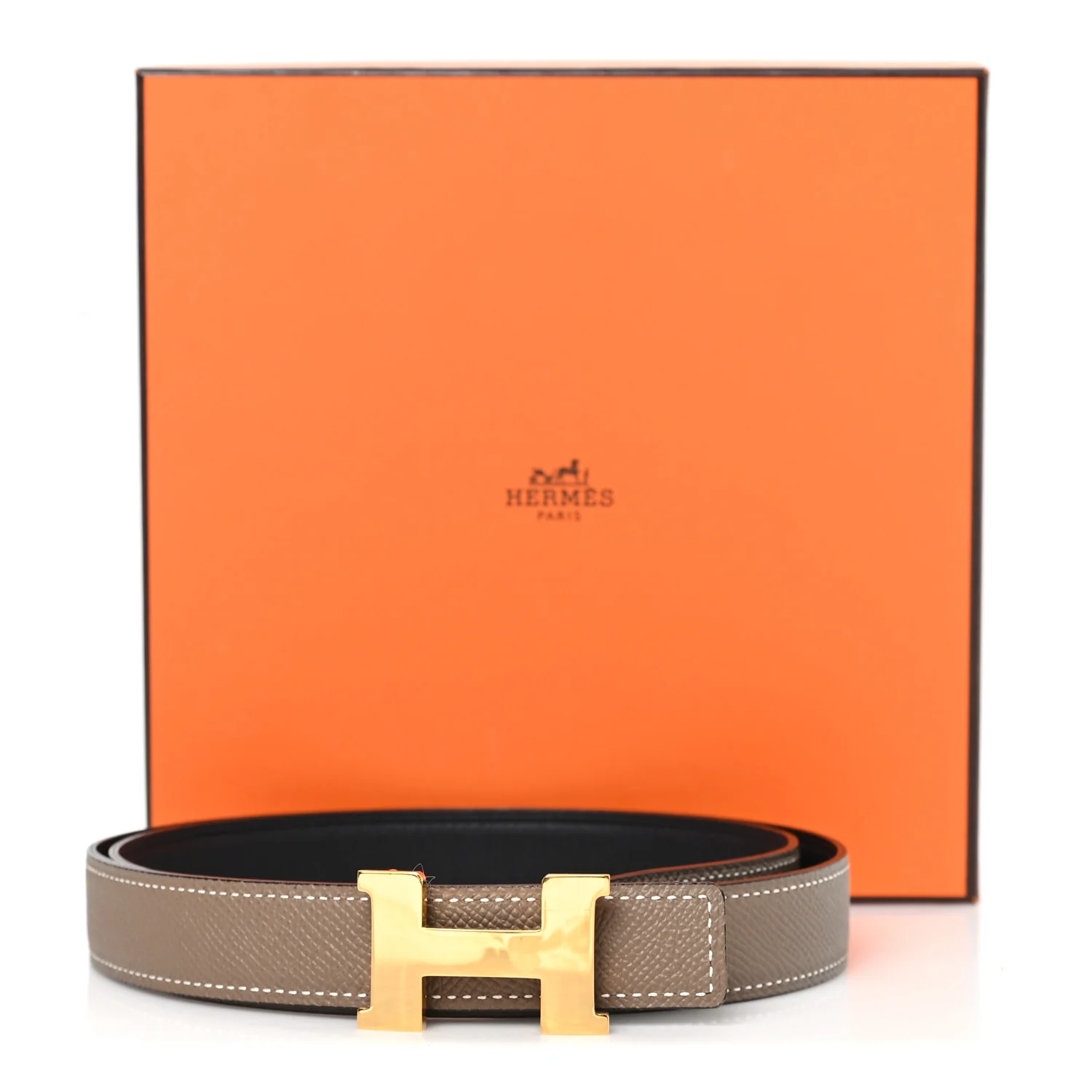 Swift Epsom 24mm Mini Constance H Belt 85 34 Black Etoupe - Image 5