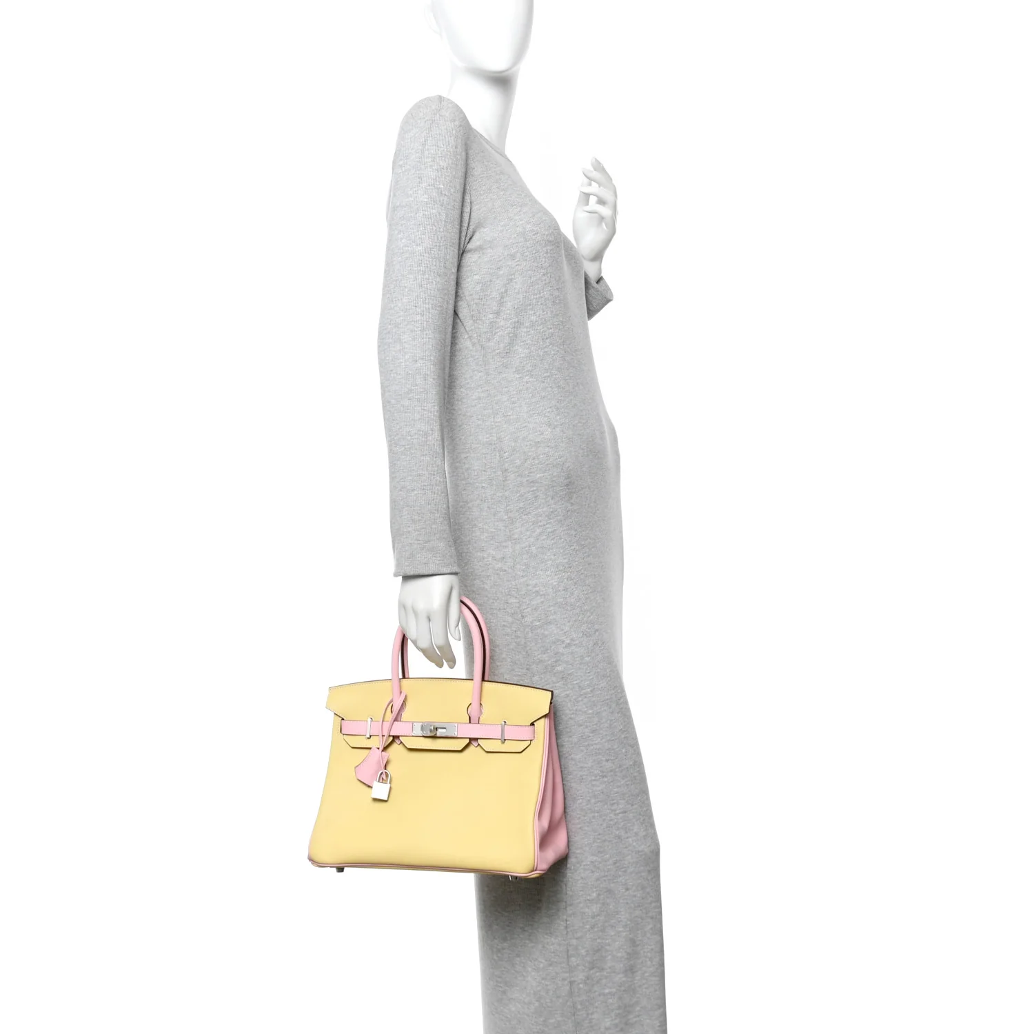 Swift Horseshoe Bi-Color Birkin 30 Jaune Poussin Rose Sakura - Image 2
