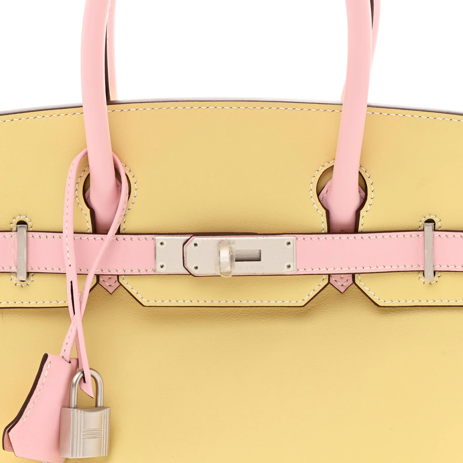 Swift Horseshoe Bi-Color Birkin 30 Jaune Poussin Rose Sakura - Image 8