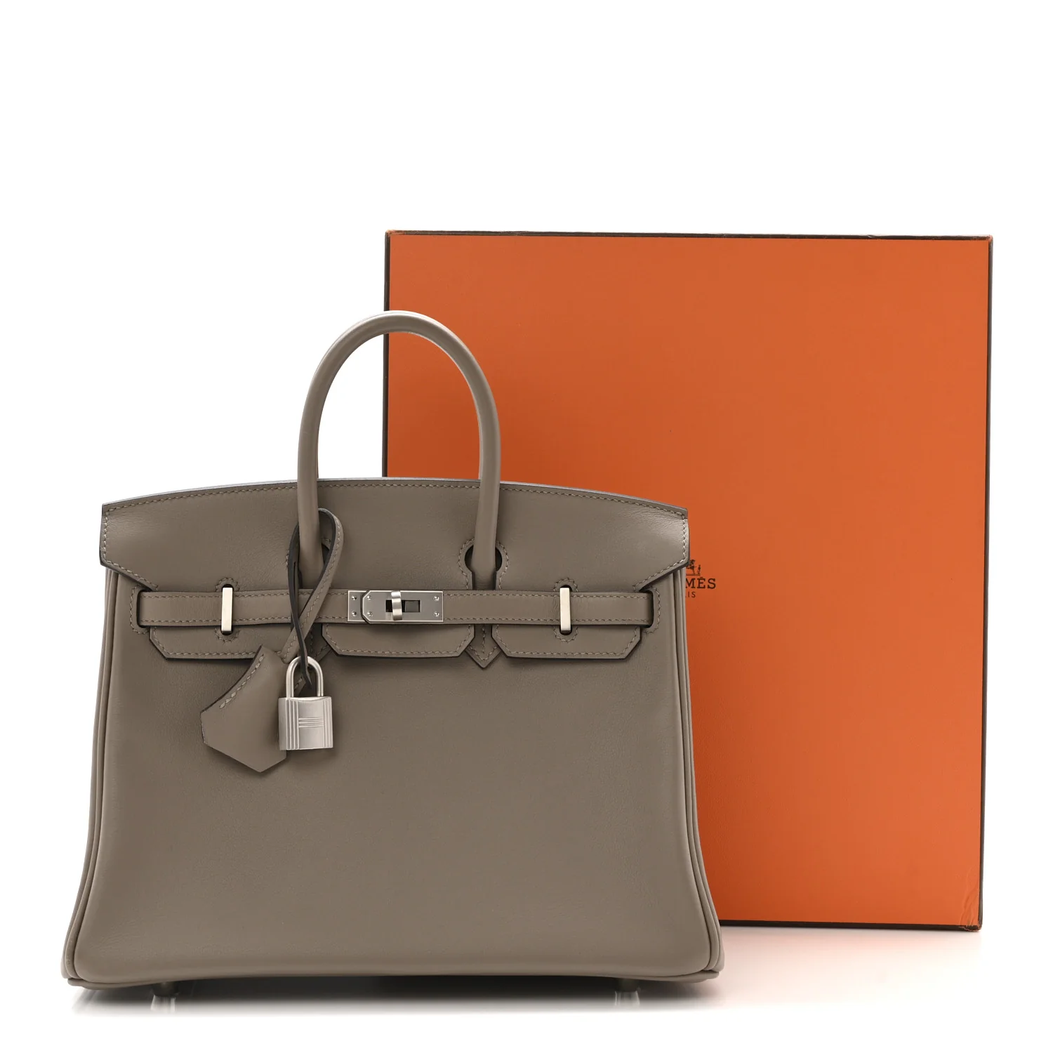 Swift Horseshoe Birkin 25 Gris Asphalte Gris Perle - Image 17