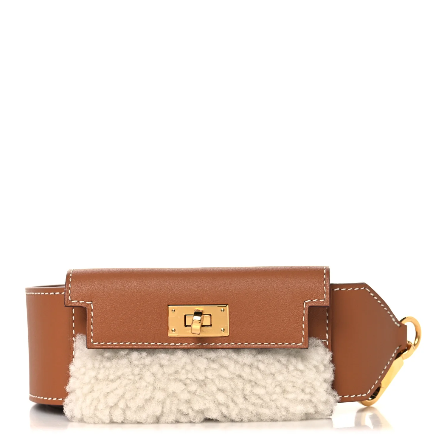 Swift Shearling Kelly Pocket Plush Shoulder Strap Gold