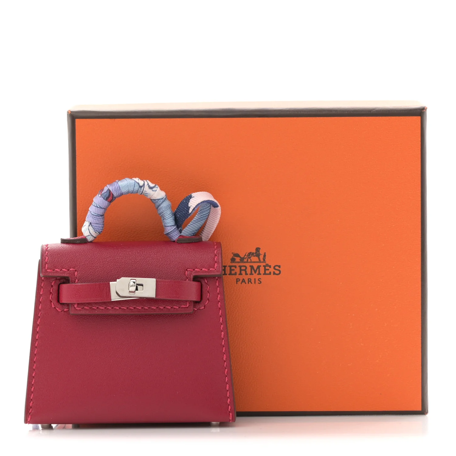 Tadelakt Mini Kelly Twilly Bag Charm Rouge Vif - Image 6