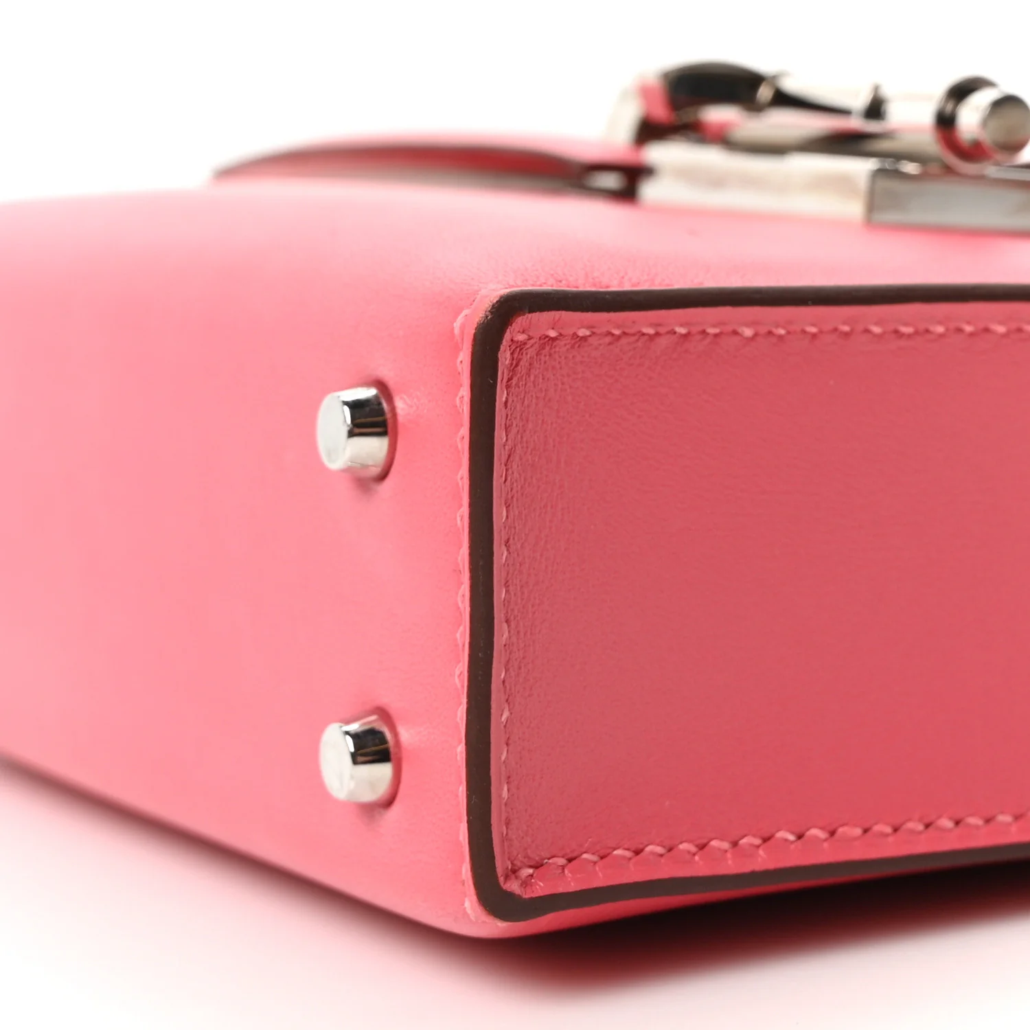 Tadelakt Mini Verrou Chaine Bag Rose Lipstick - Image 10