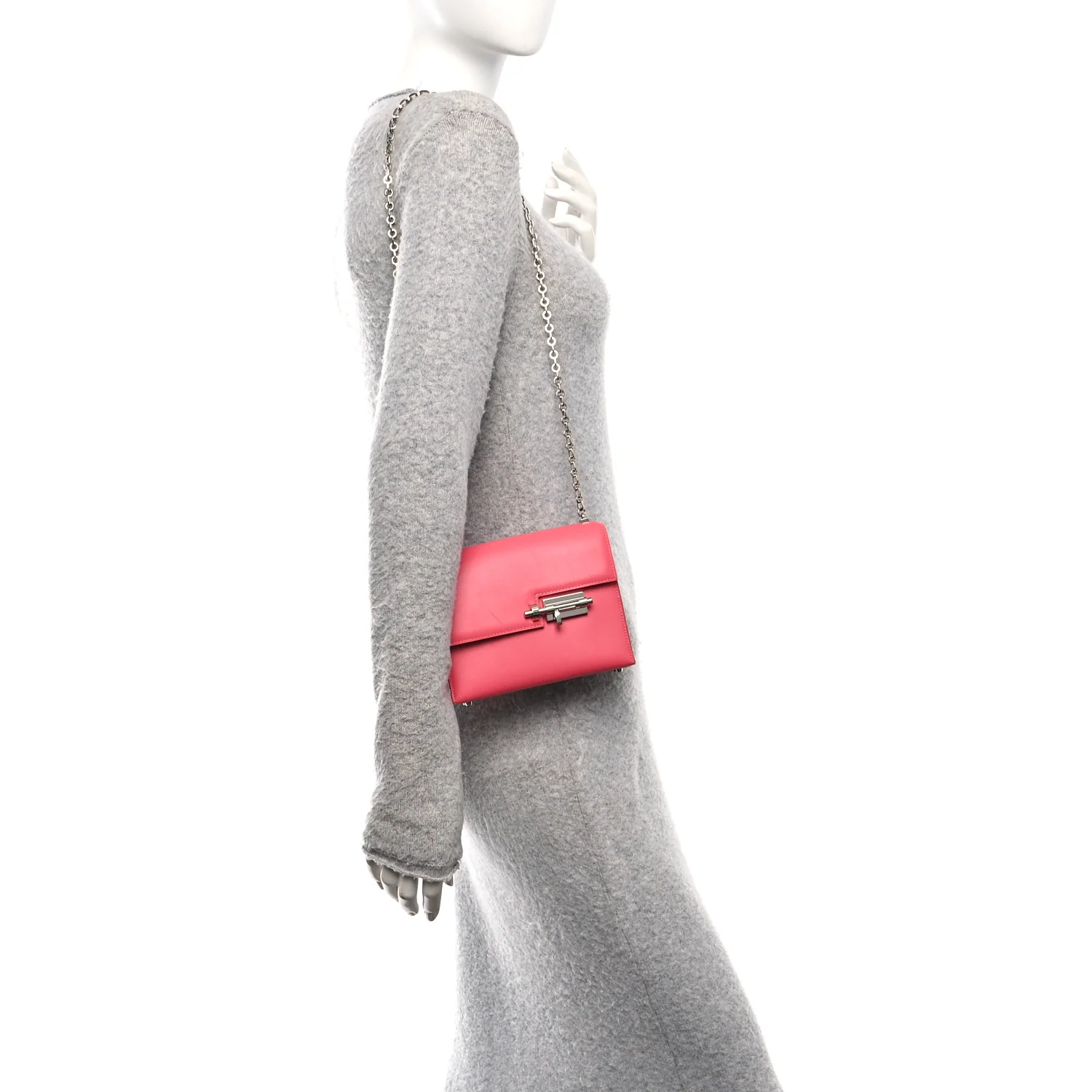 Tadelakt Mini Verrou Chaine Bag Rose Lipstick - Image 2