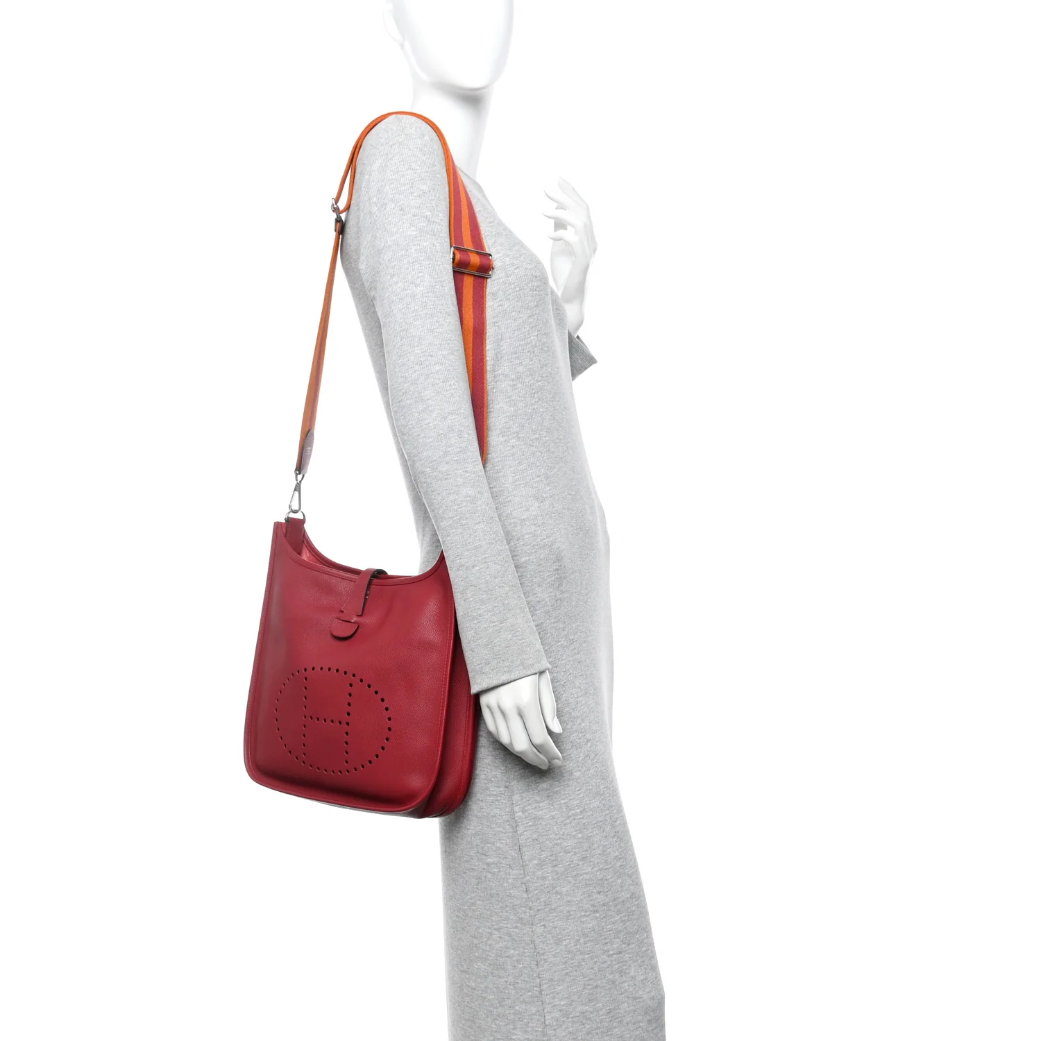 Taurillon Clemence Amazone Evelyne III PM Rouge Grenat Orange - Image 2
