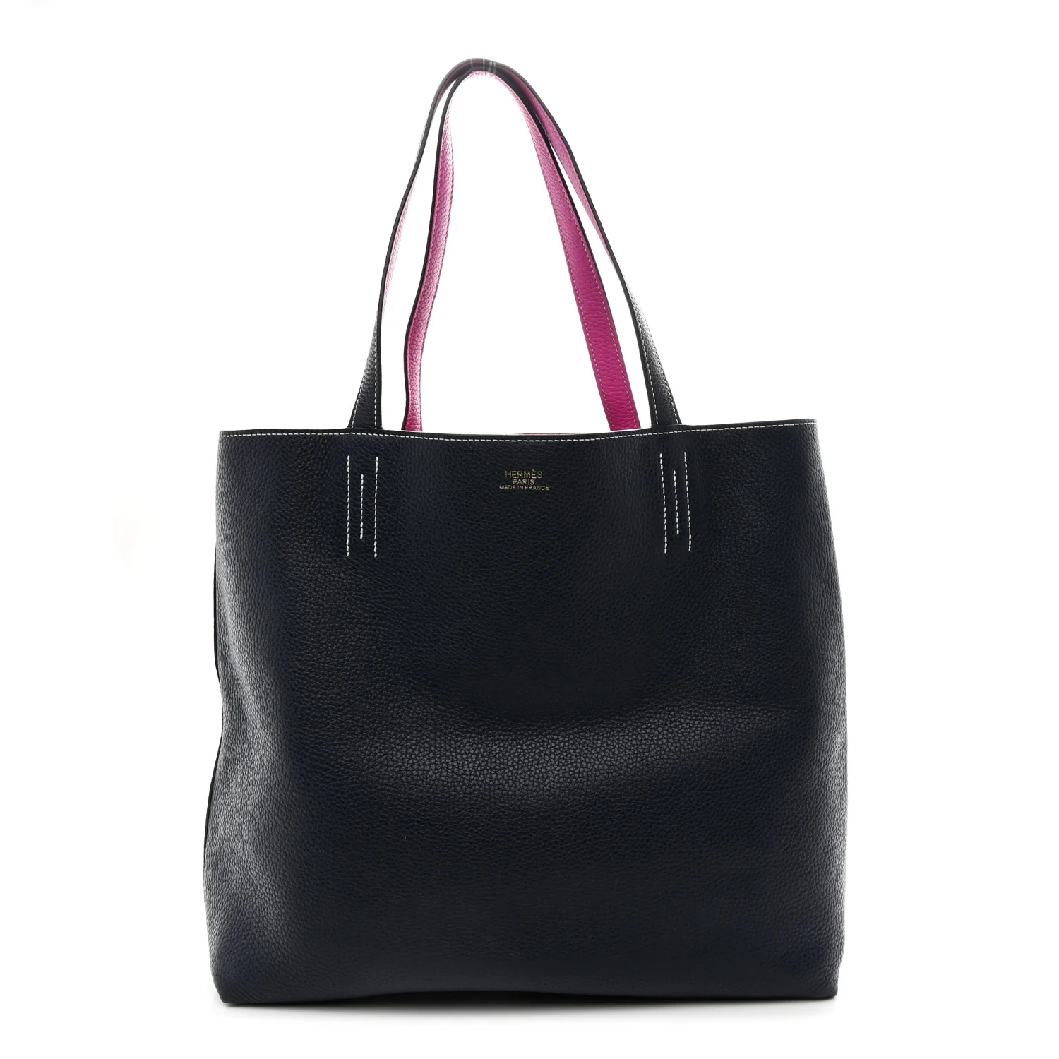 Taurillon Clemence Double Sens 36 Reversible Tote Bleu Nuit Magnolia - Image 2