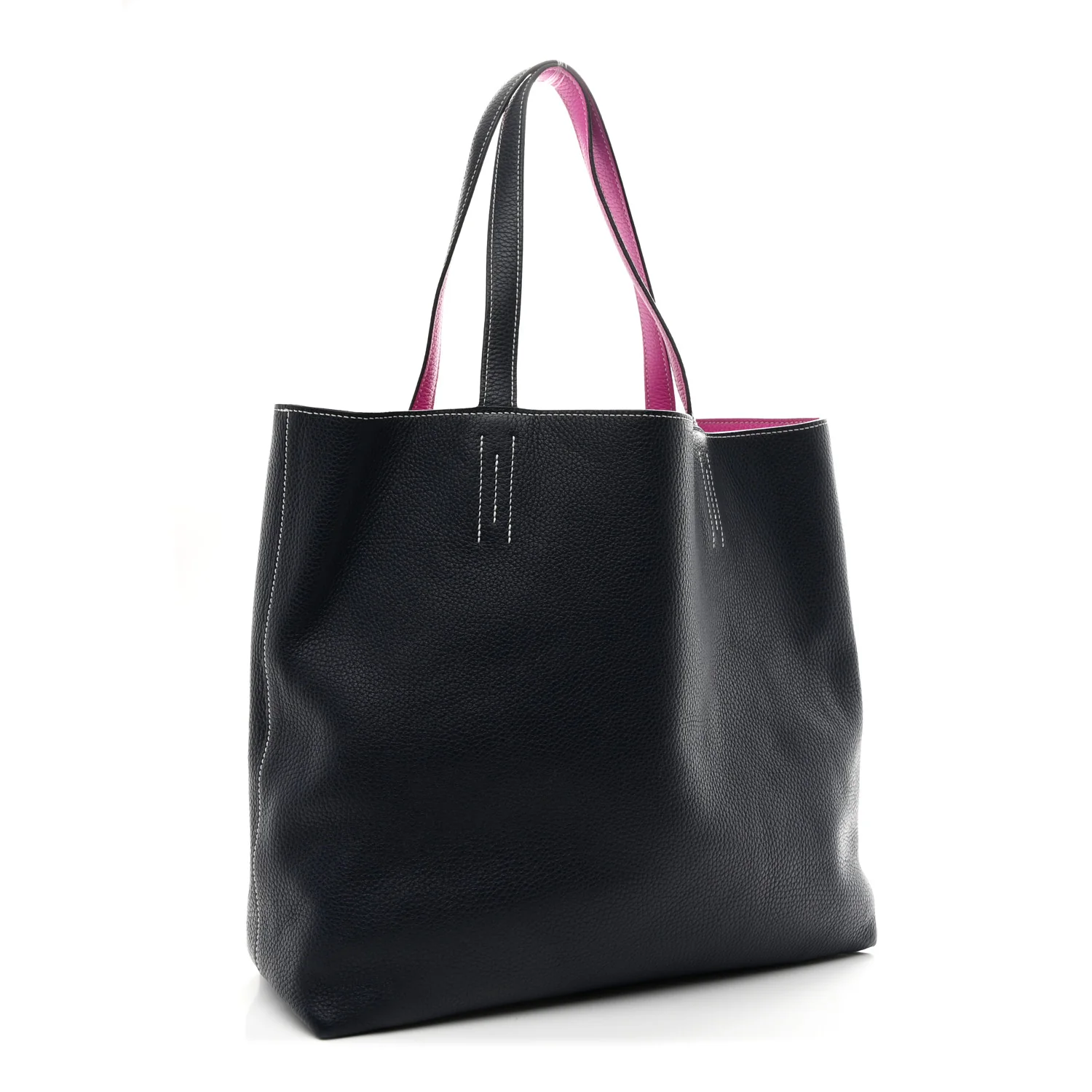 Taurillon Clemence Double Sens 36 Reversible Tote Bleu Nuit Magnolia - Image 6