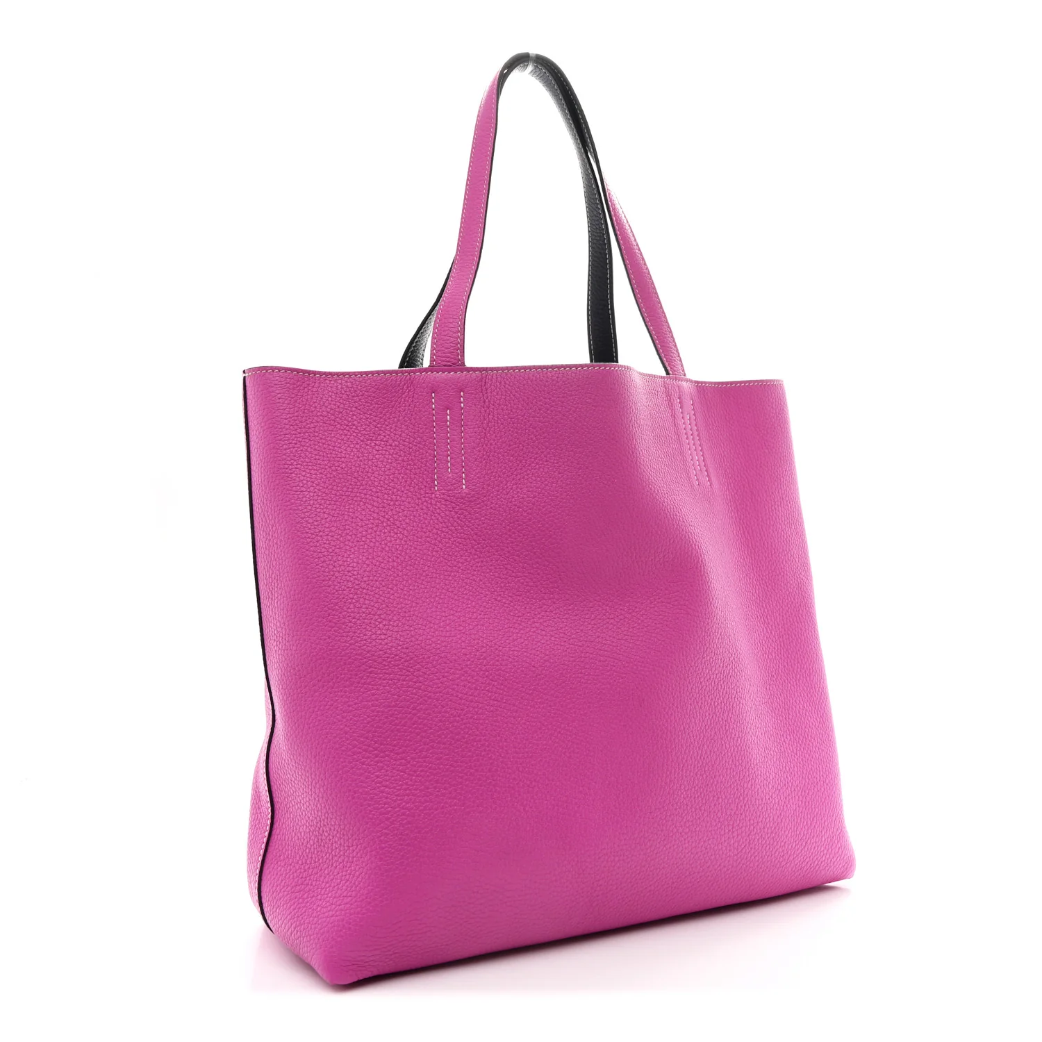 Taurillon Clemence Double Sens 36 Reversible Tote Bleu Nuit Magnolia - Image 9