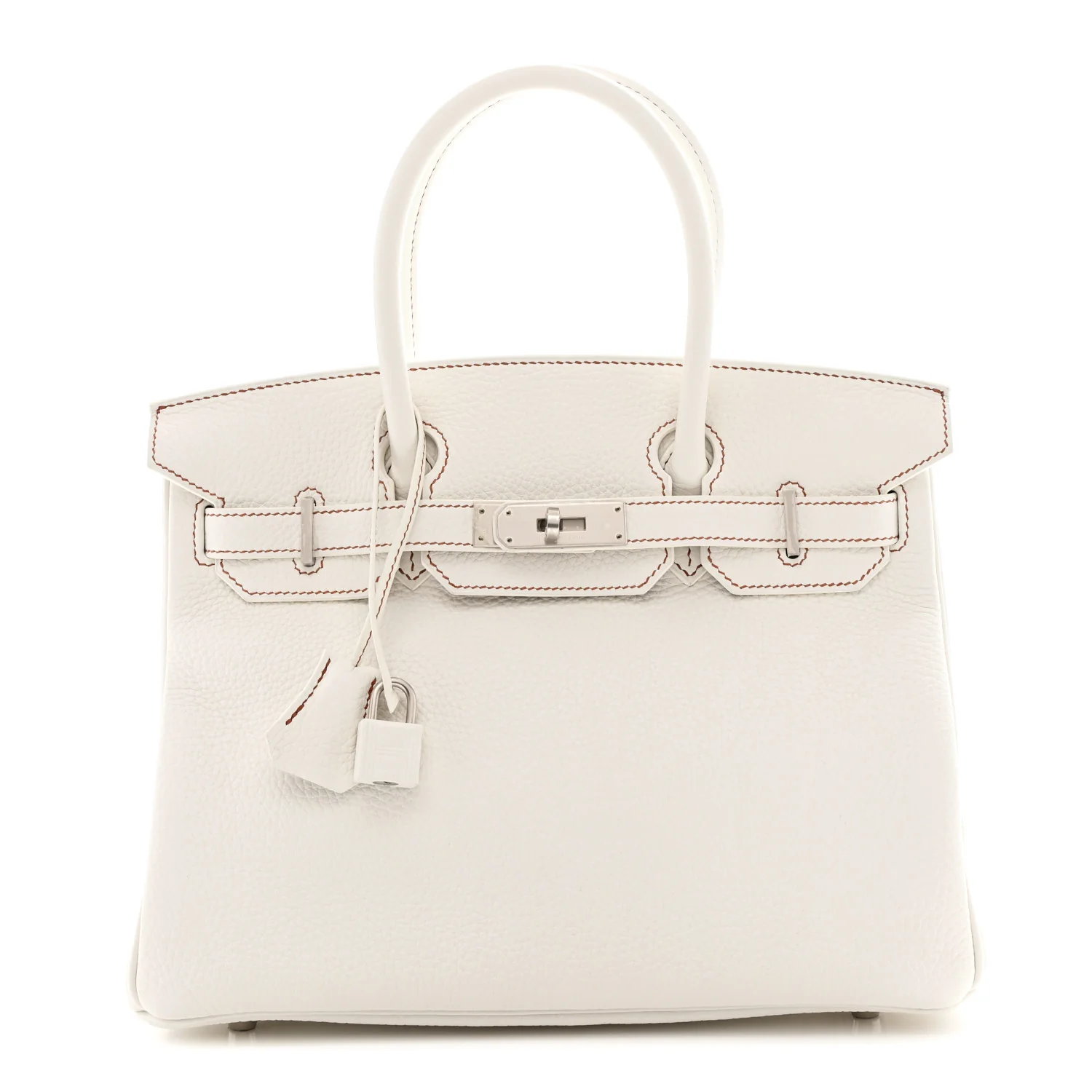 Taurillon Clemence Horseshoe Birkin 30 White Black