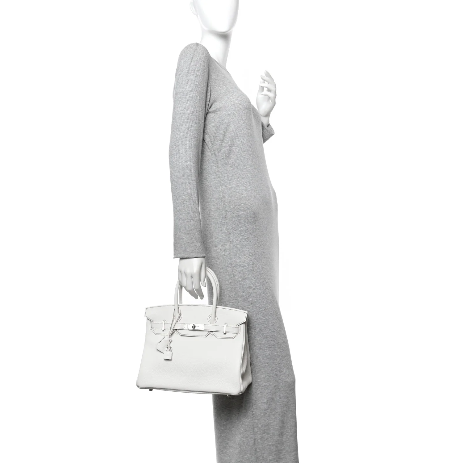 Taurillon Clemence Horseshoe Birkin 30 White Black - Image 2