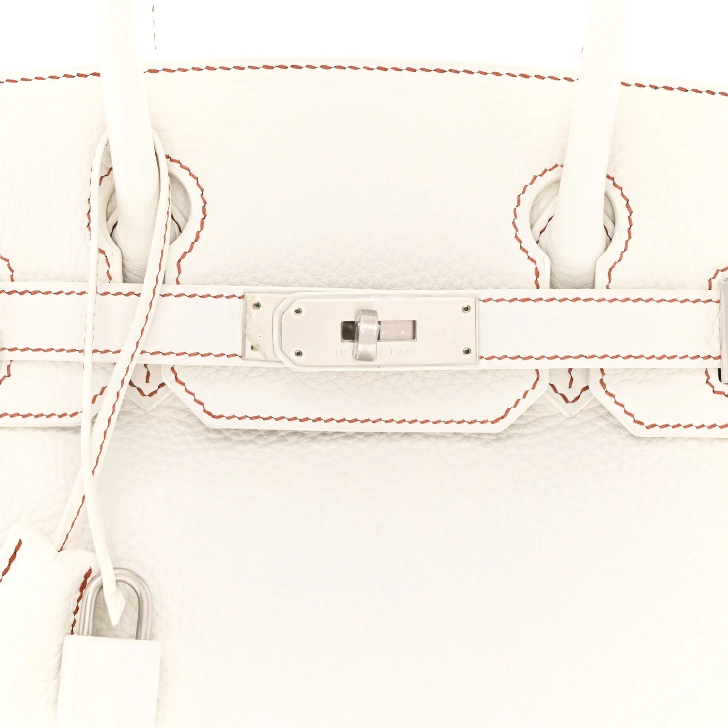 Taurillon Clemence Horseshoe Birkin 30 White Black - Image 8