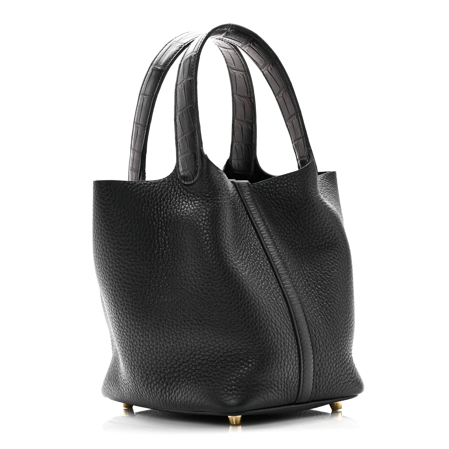 Taurillon Clemence Matte Alligator Picotin Lock Touch 18 PM Black - Image 3