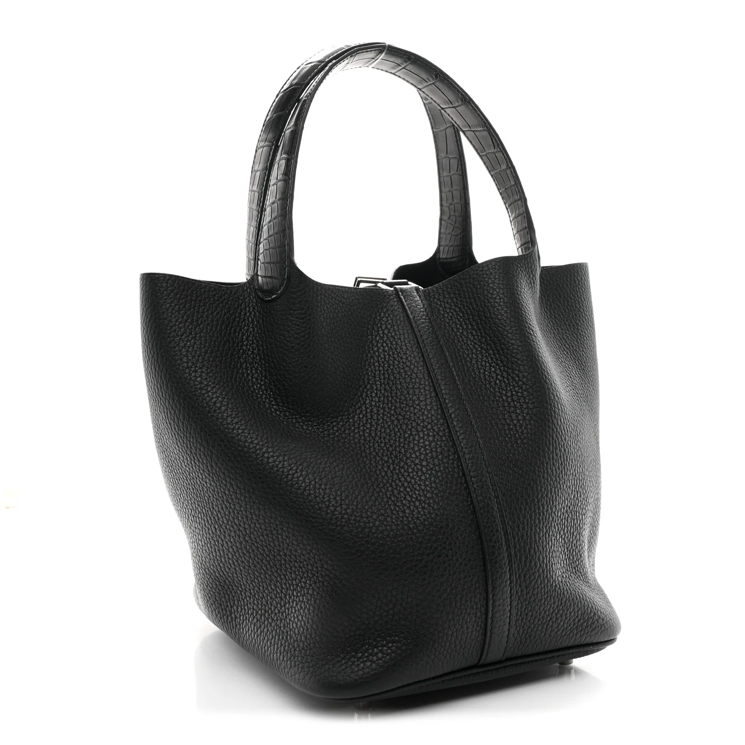 Taurillon Clemence Matte Alligator Picotin Lock Touch 22 MM Black - Image 3