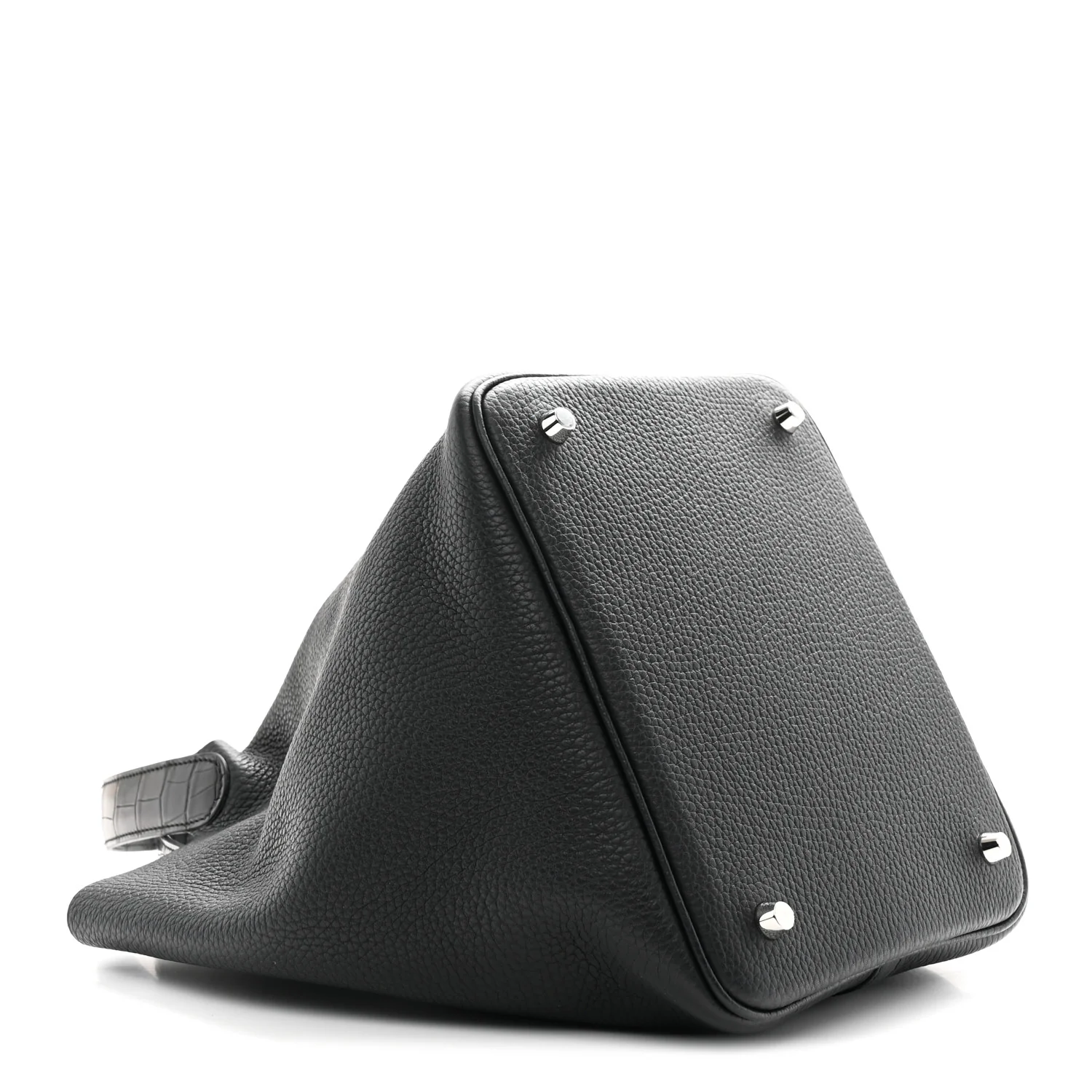 Taurillon Clemence Matte Alligator Picotin Lock Touch 22 MM Black - Image 4