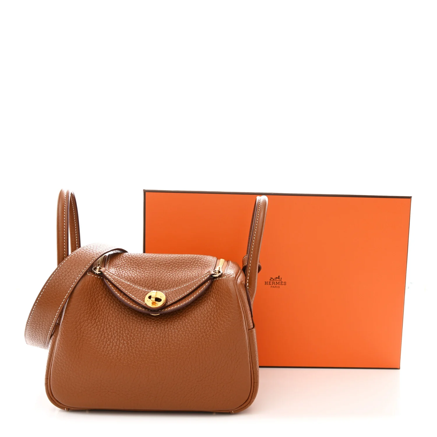 Taurillon Clemence Mini Lindy 20 Gold - Image 12