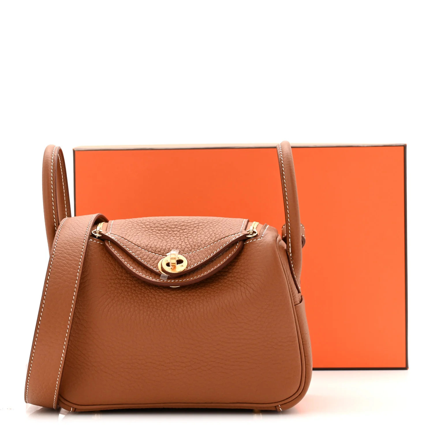 Taurillon Clemence Mini Lindy 20 Gold - Image 11