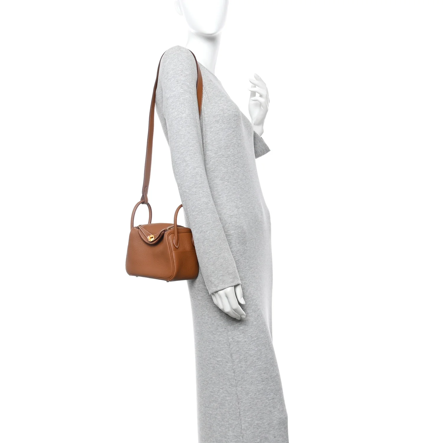 Taurillon Clemence Mini Lindy 20 Gold - Image 2