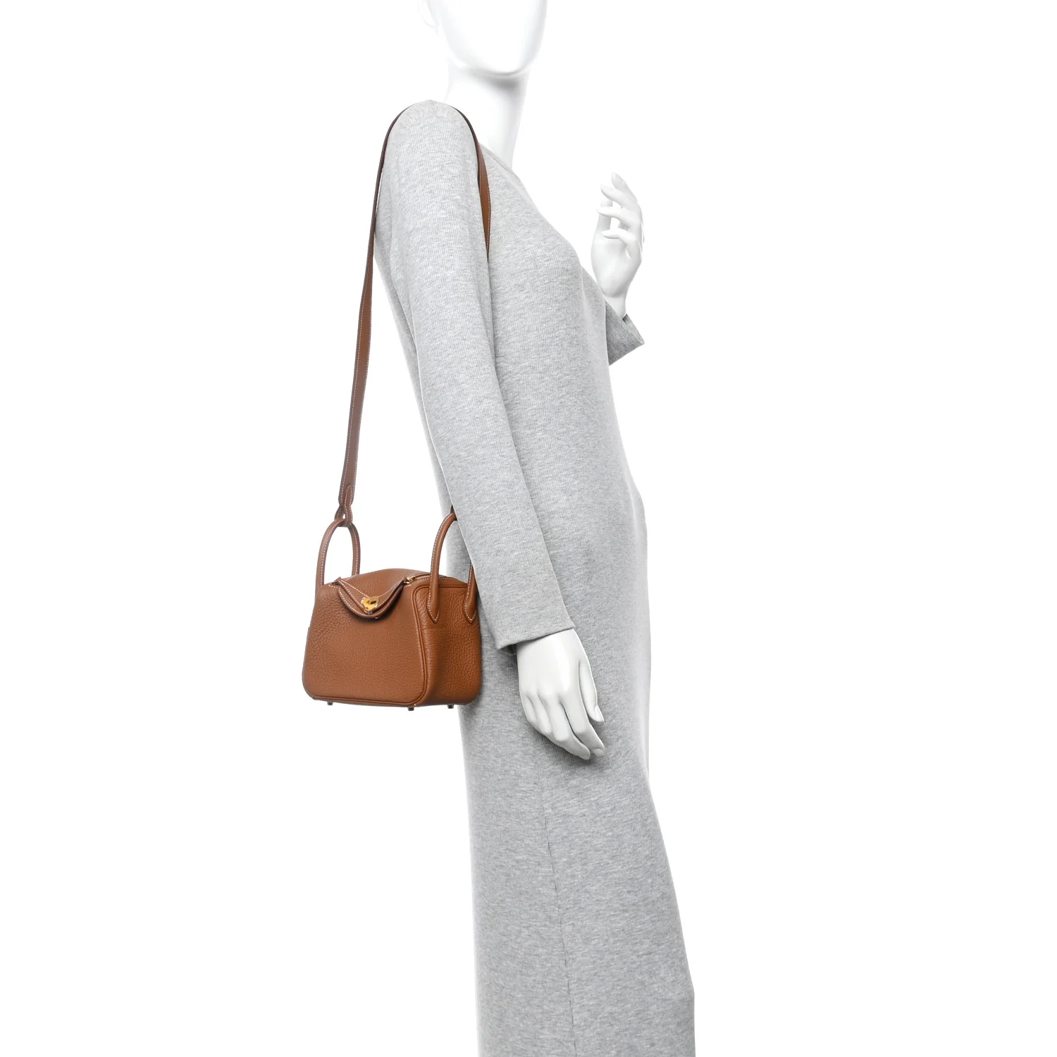 Taurillon Clemence Mini Lindy 20 Gold - Image 2