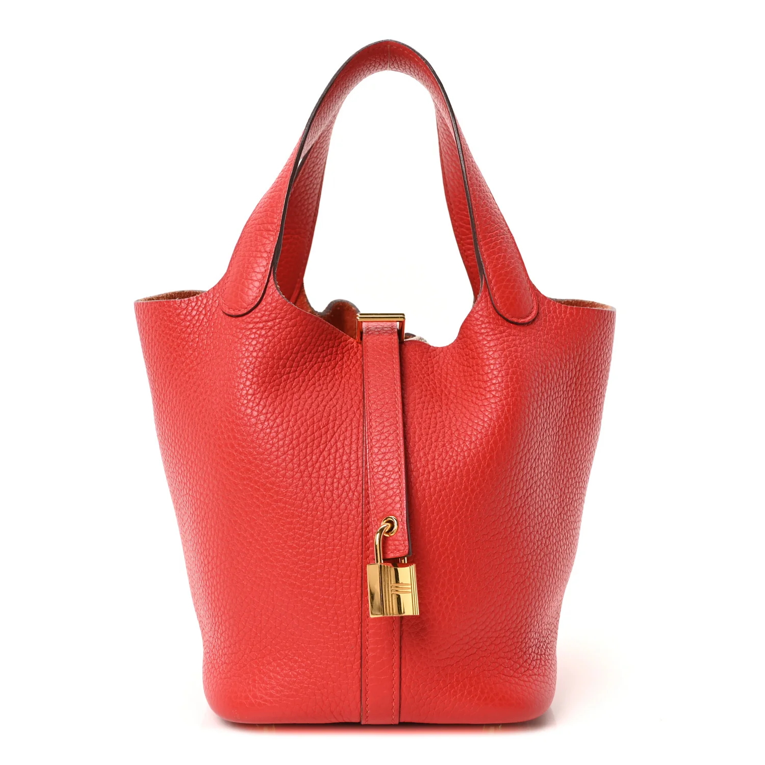 Taurillon Clemence Picotin Lock 18 PM Rouge Tomate