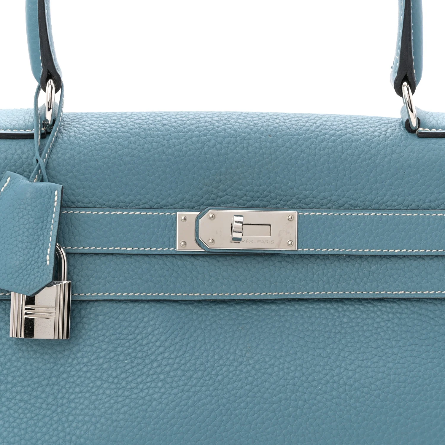 Taurillon Clemence Shoulder Kelly 42 Blue Jean - Image 8