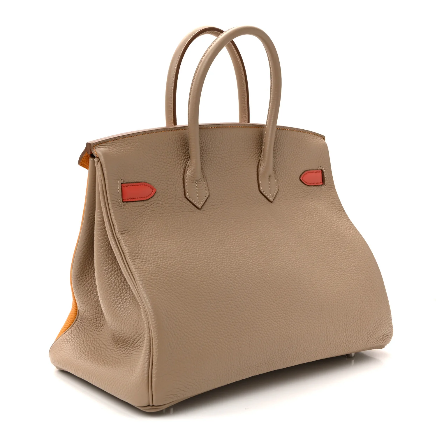 Taurillon Clemence Swift Tri-Color Birkin 35 Sanguine Gris Tourterelle Moutarde - Image 3