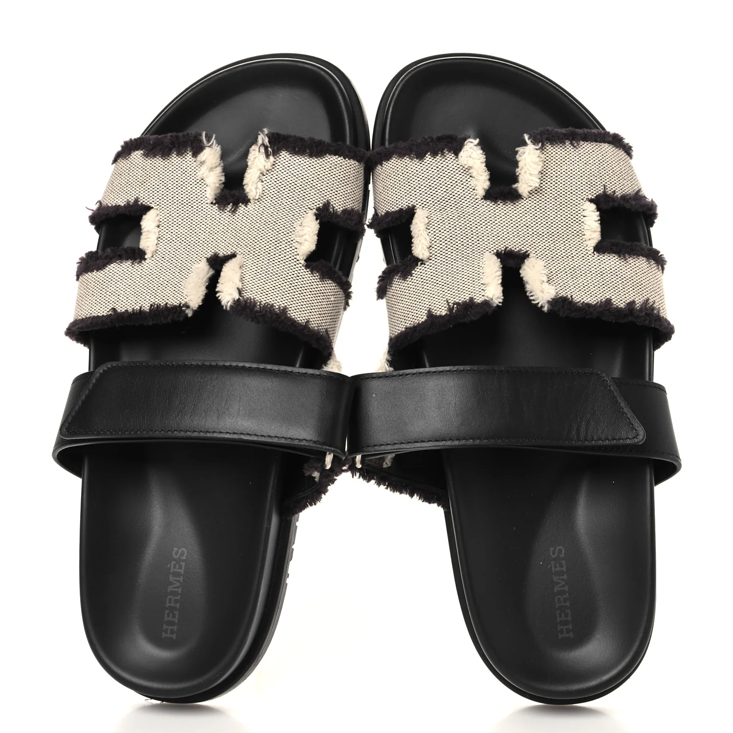 Techno Fringed H Canvas Caflskin Womens Chypre Sandals 38 Prunoir Black - Image 2
