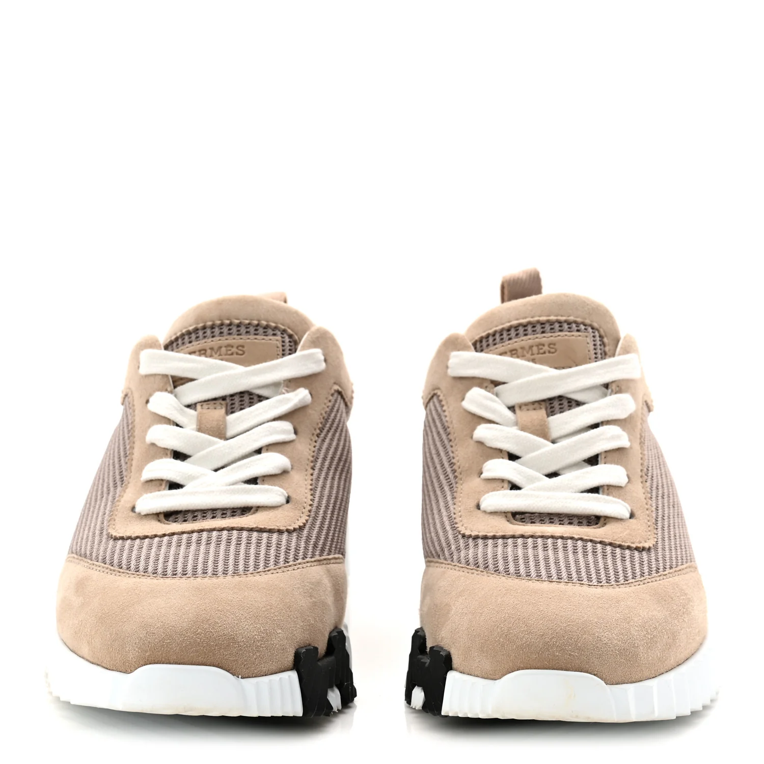 Textured Mesh Suede Goatskin Bouncing Sneakers 37.5 Beige Camel - Image 3