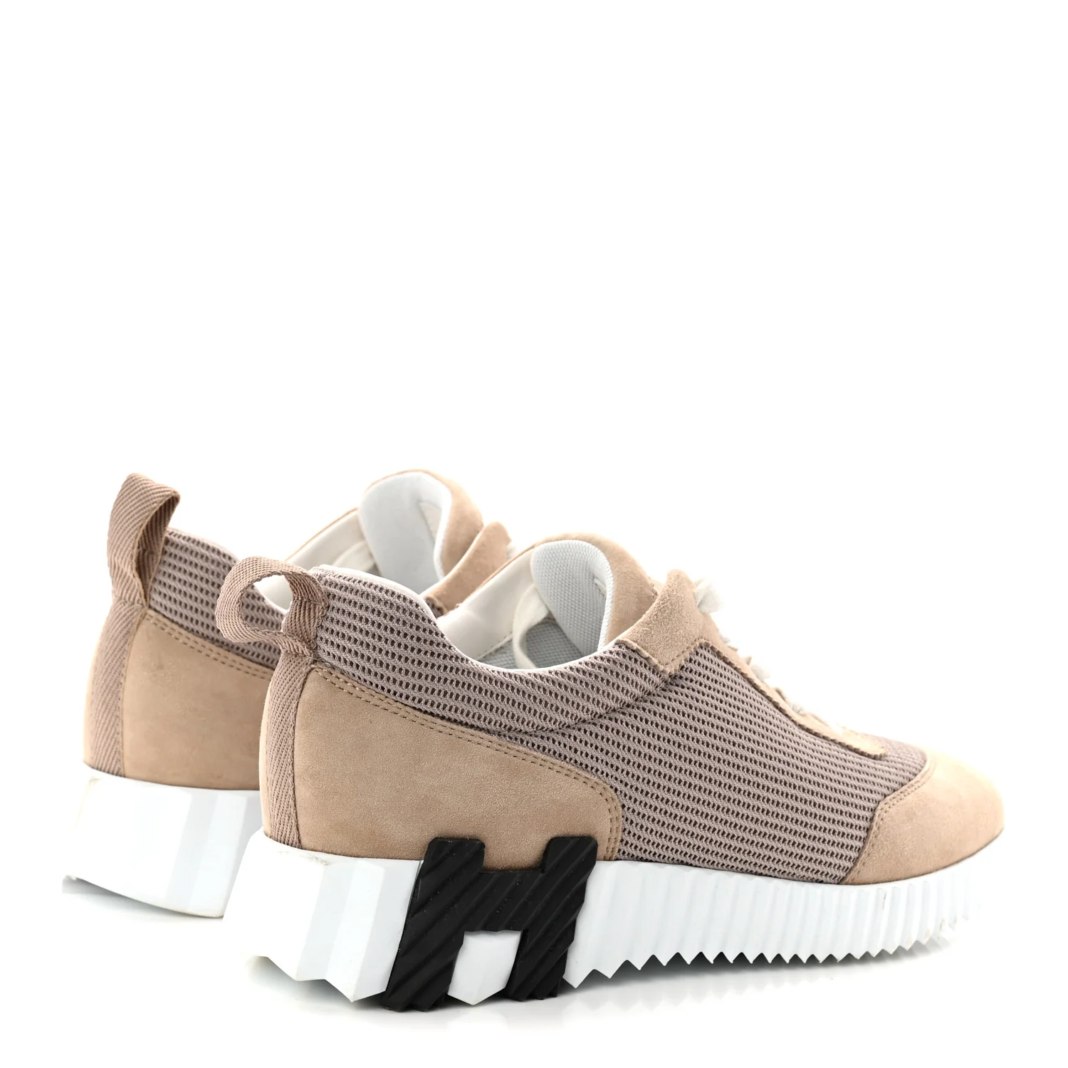 Textured Mesh Suede Goatskin Bouncing Sneakers 37.5 Beige Camel - Image 5
