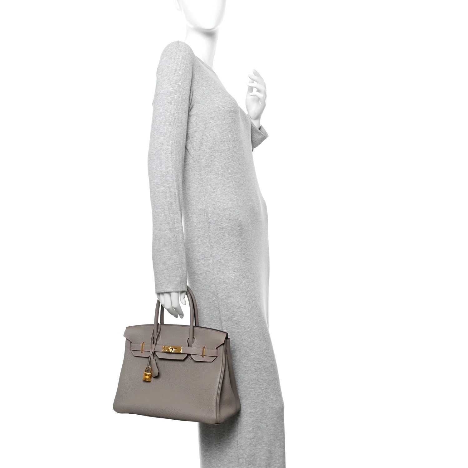 Togo Horseshoe Birkin 30 Etoupe Rose Pourpre - Image 2